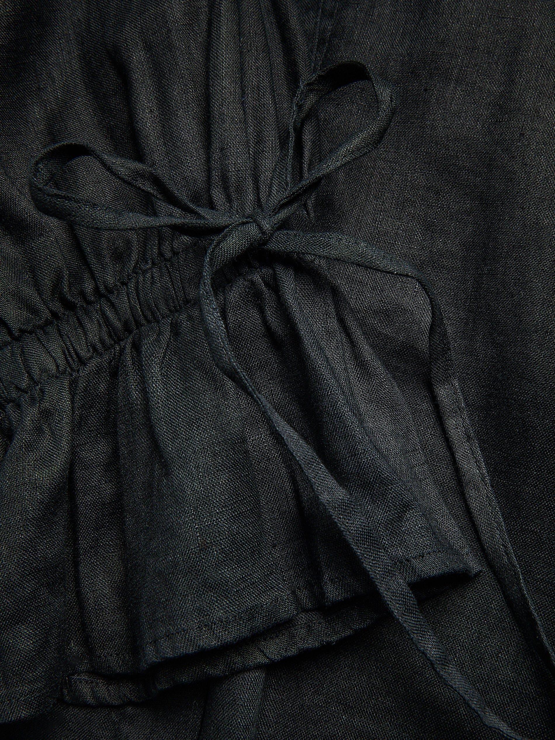 Black Linen Shirt With Ties, Black, large image number 5