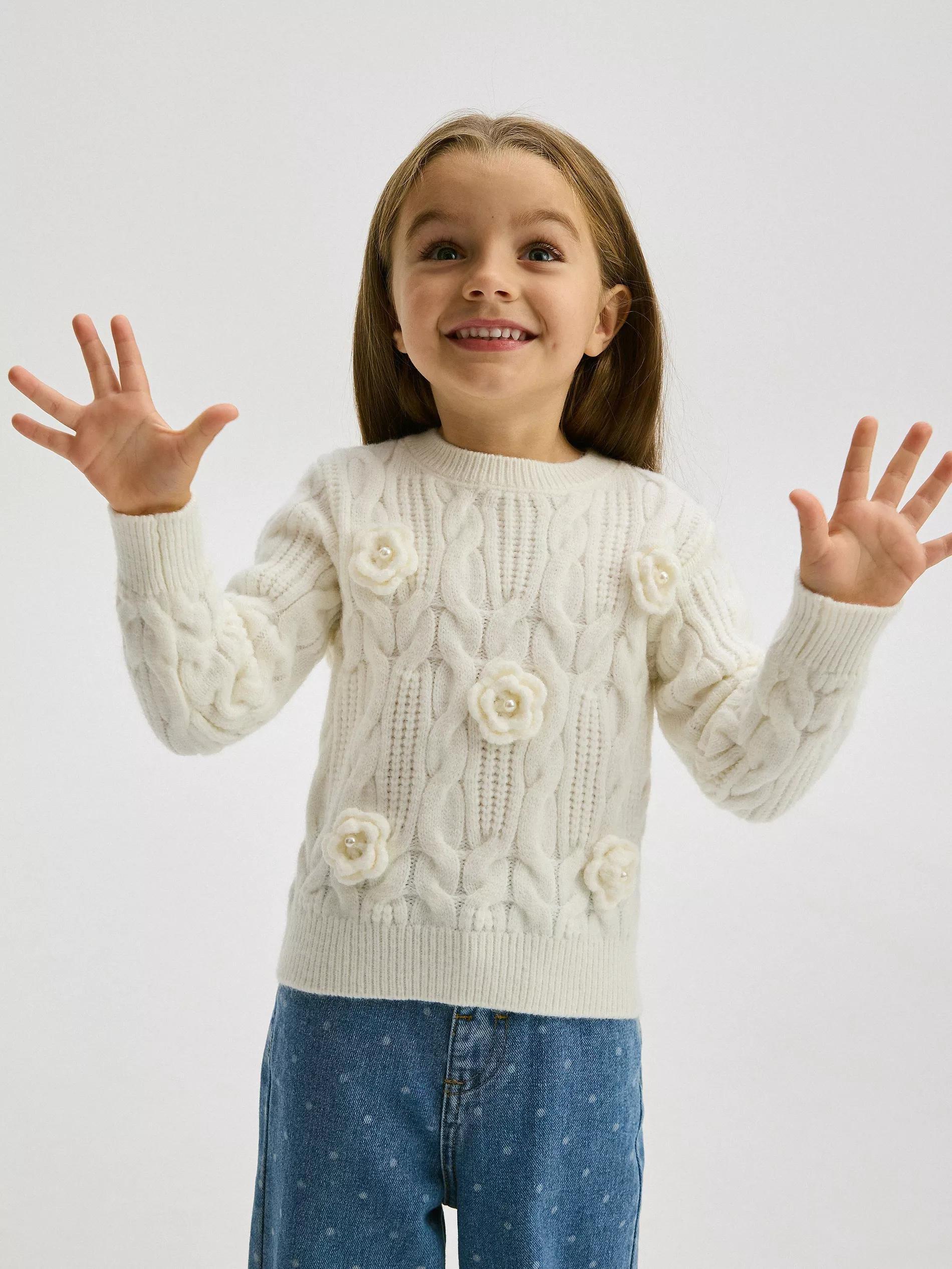 Cream Sweater With Pearls, , large image number 4
