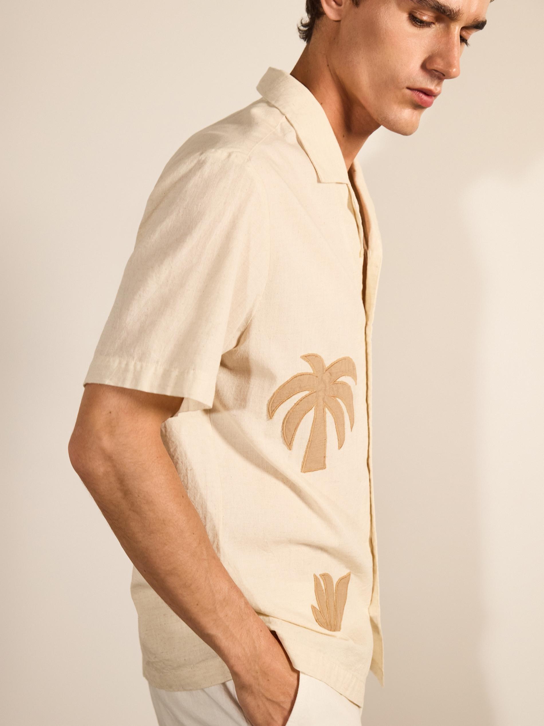 Beige Regular Fit Linen Blend Shirt, Beige, medium