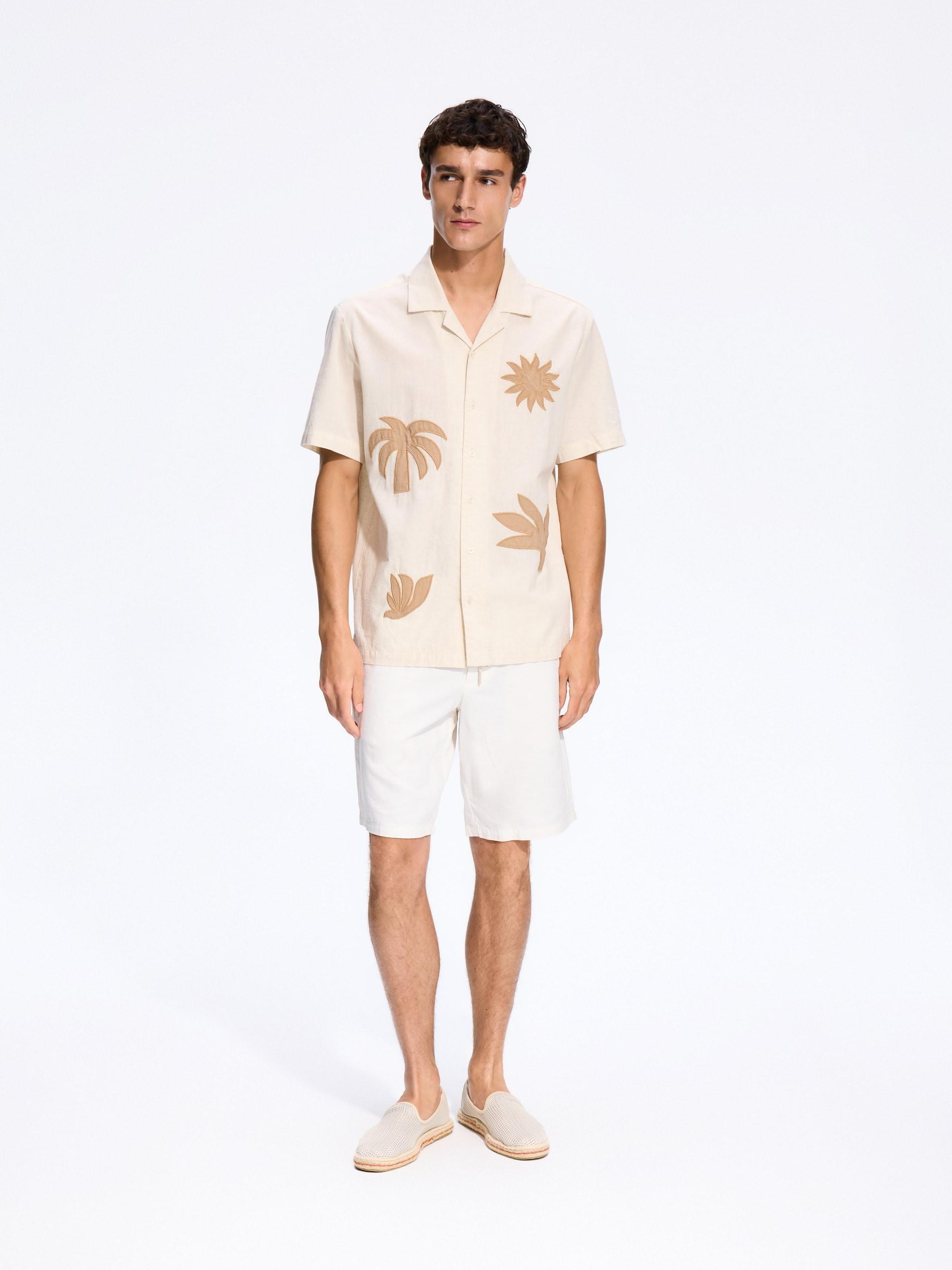 Beige Regular Fit Linen Blend Shirt, Beige, large image number 2