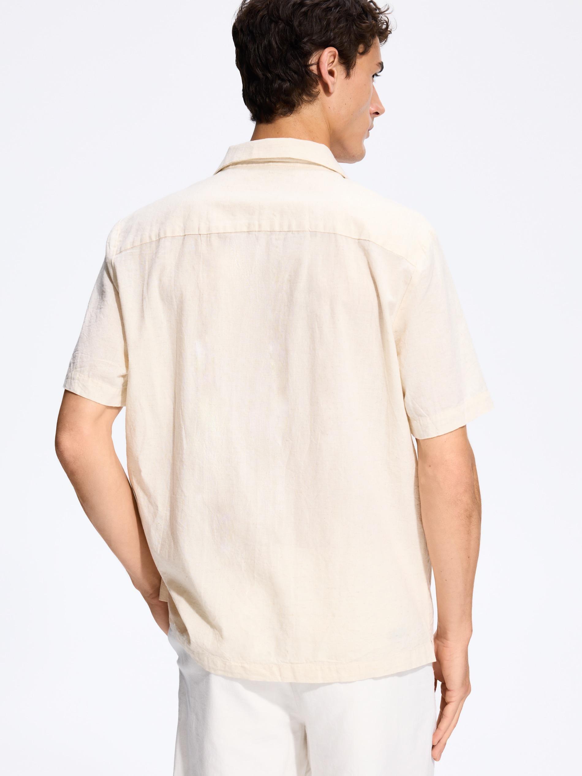 Beige Regular Fit Linen Blend Shirt, Beige, large image number 4