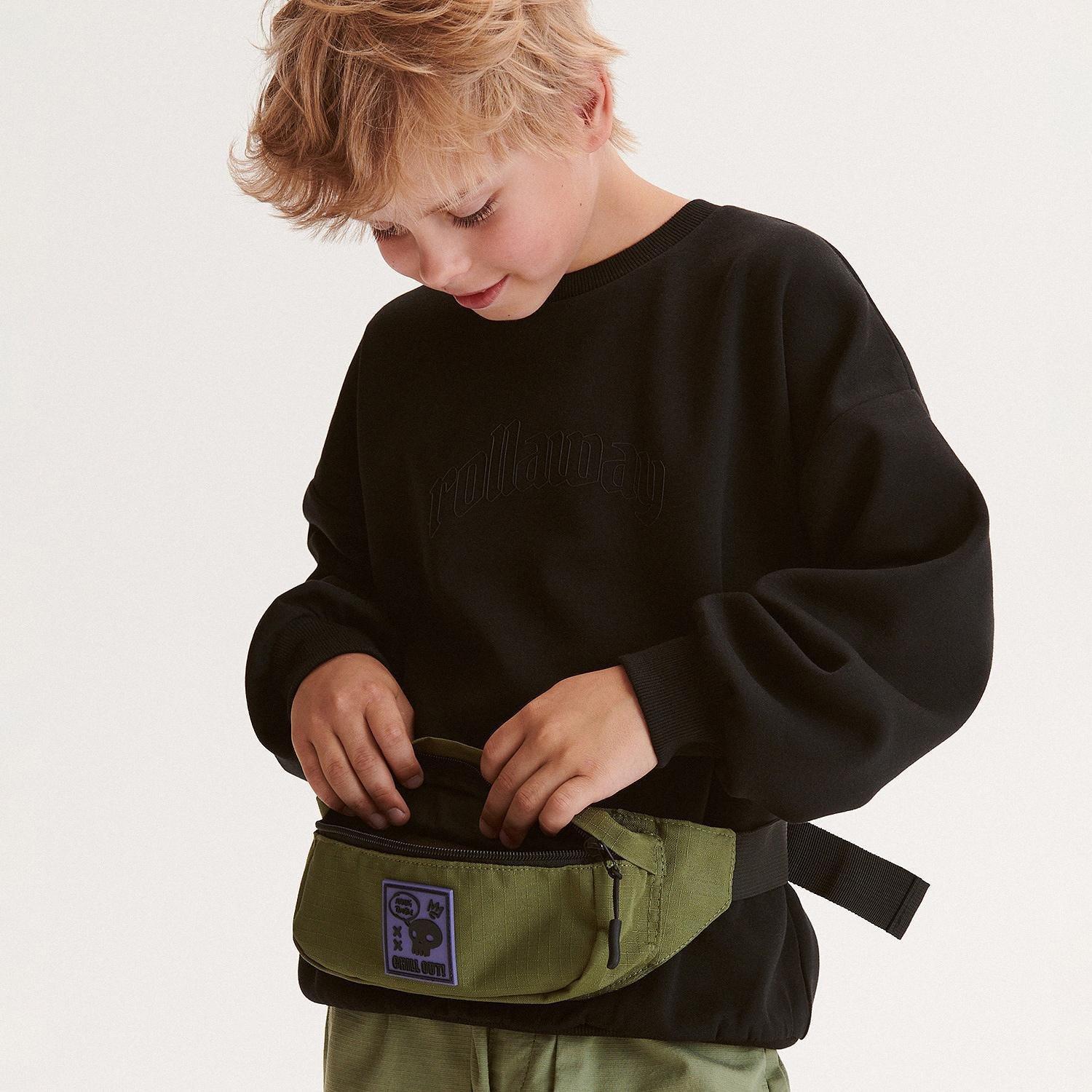 Khaki Patched Bumbag, Unisex Kids, , large image number 1