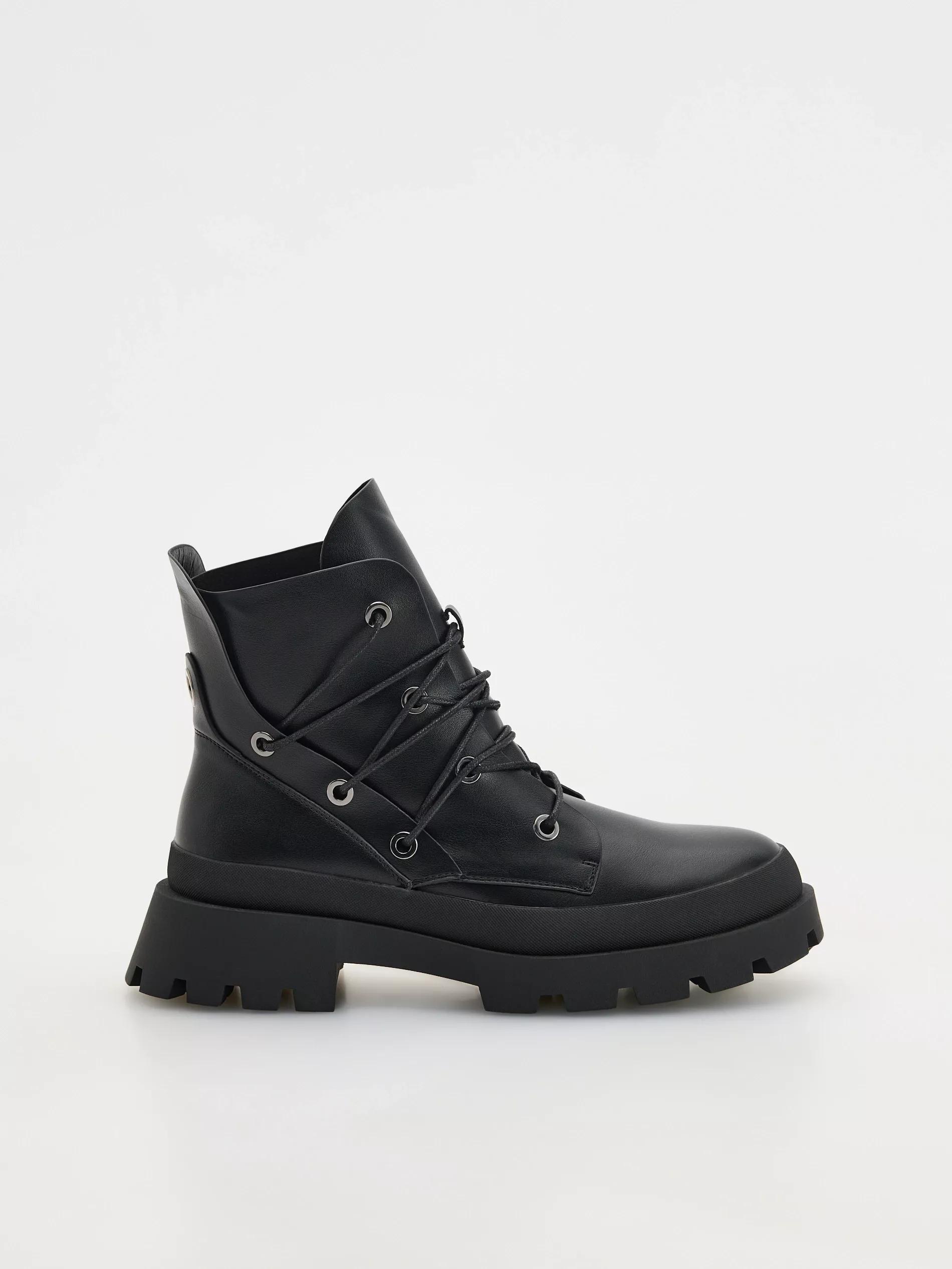 Black Ankle Boots With Laces, Black, large image number 1