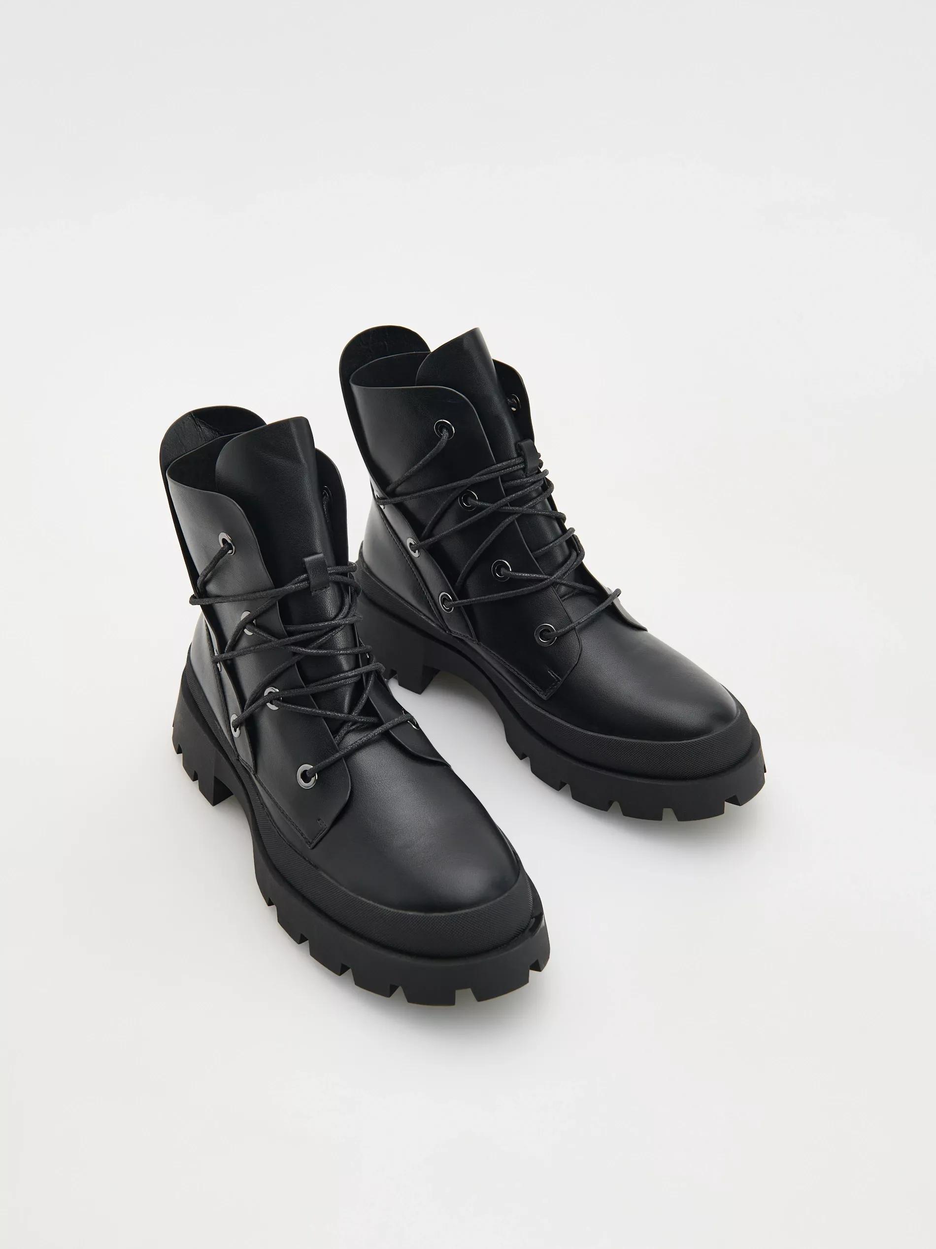 Black Ankle Boots With Laces, Black, large image number 2