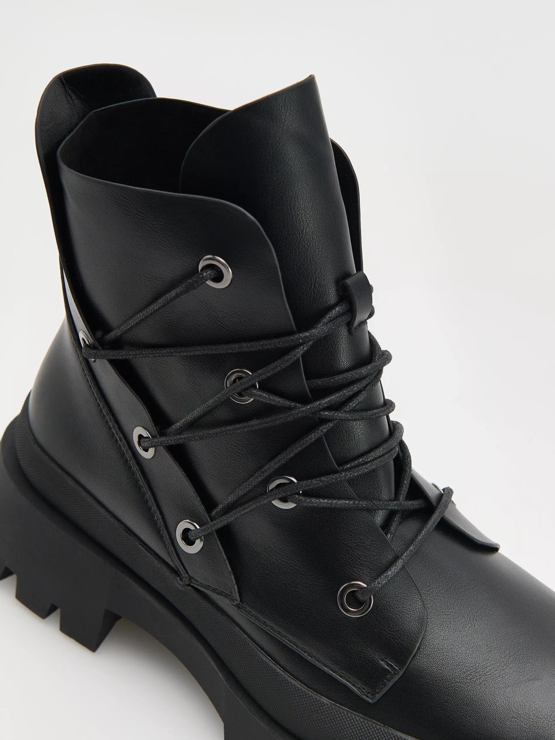 Black Ankle Boots With Laces, Black, large image number 4