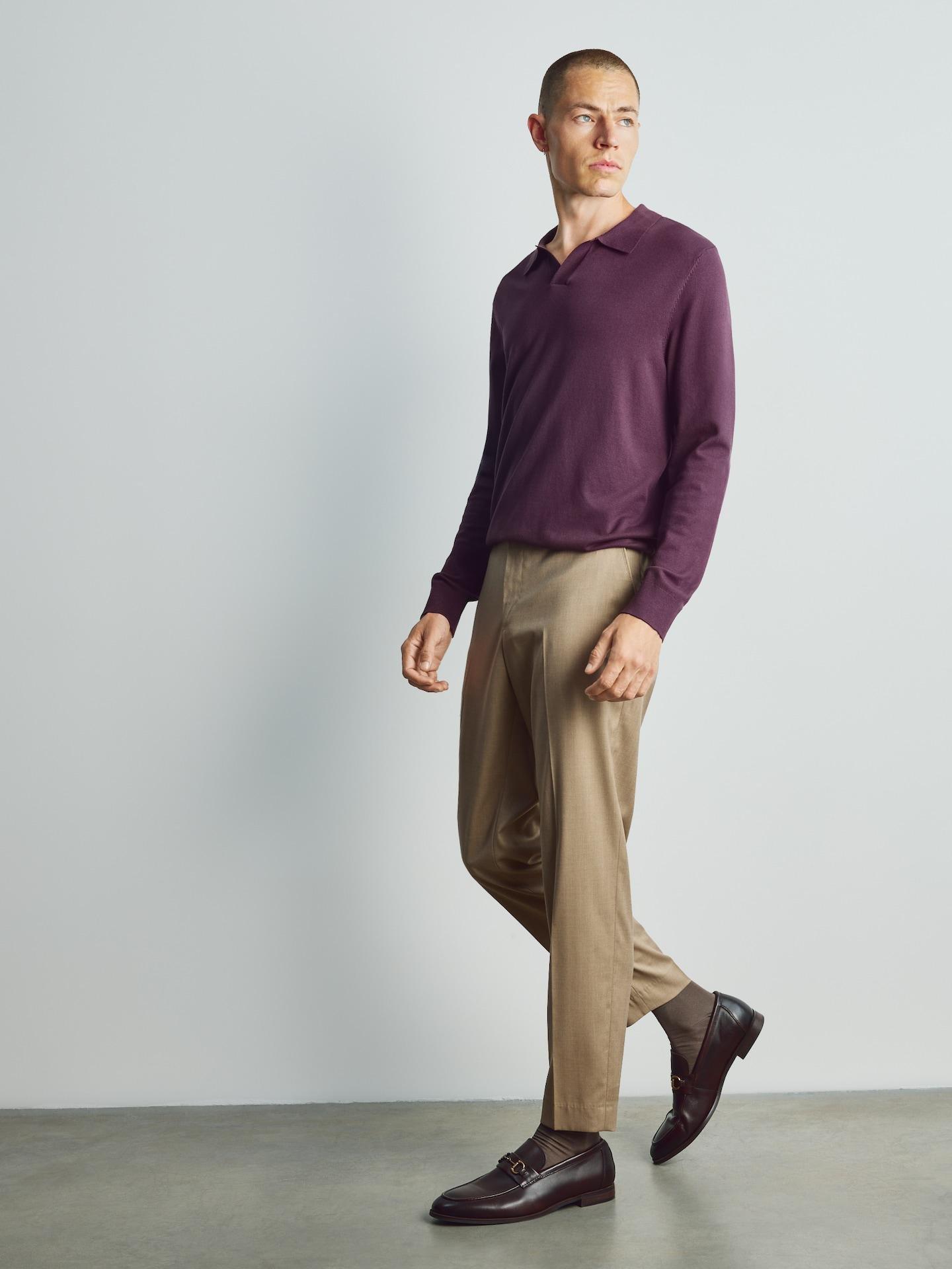 Brown Suit Trousers With Pressed Crease, 7401_84P, medium
