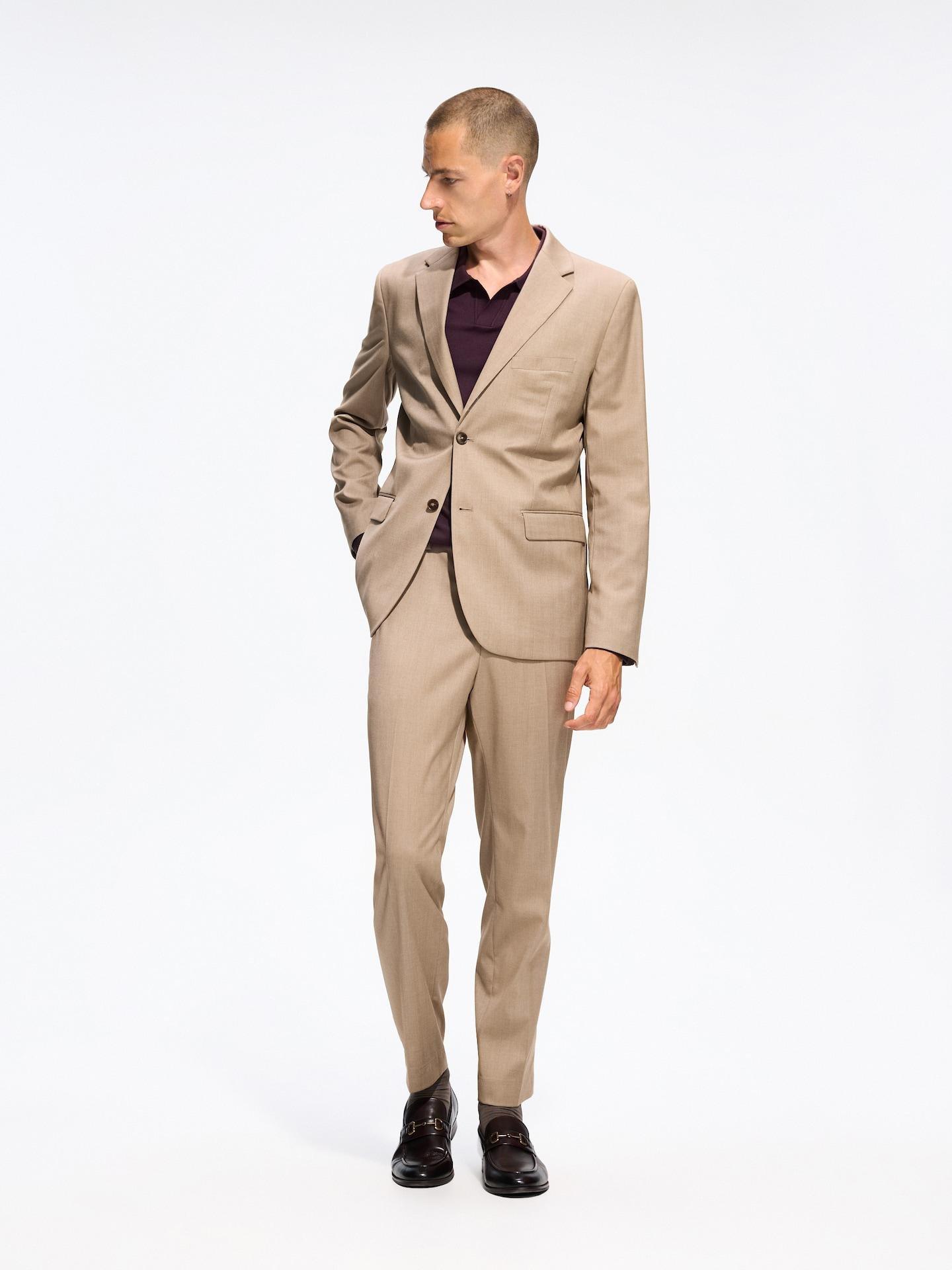 Brown Suit Trousers With Pressed Crease, 7401_84P, large image number 4