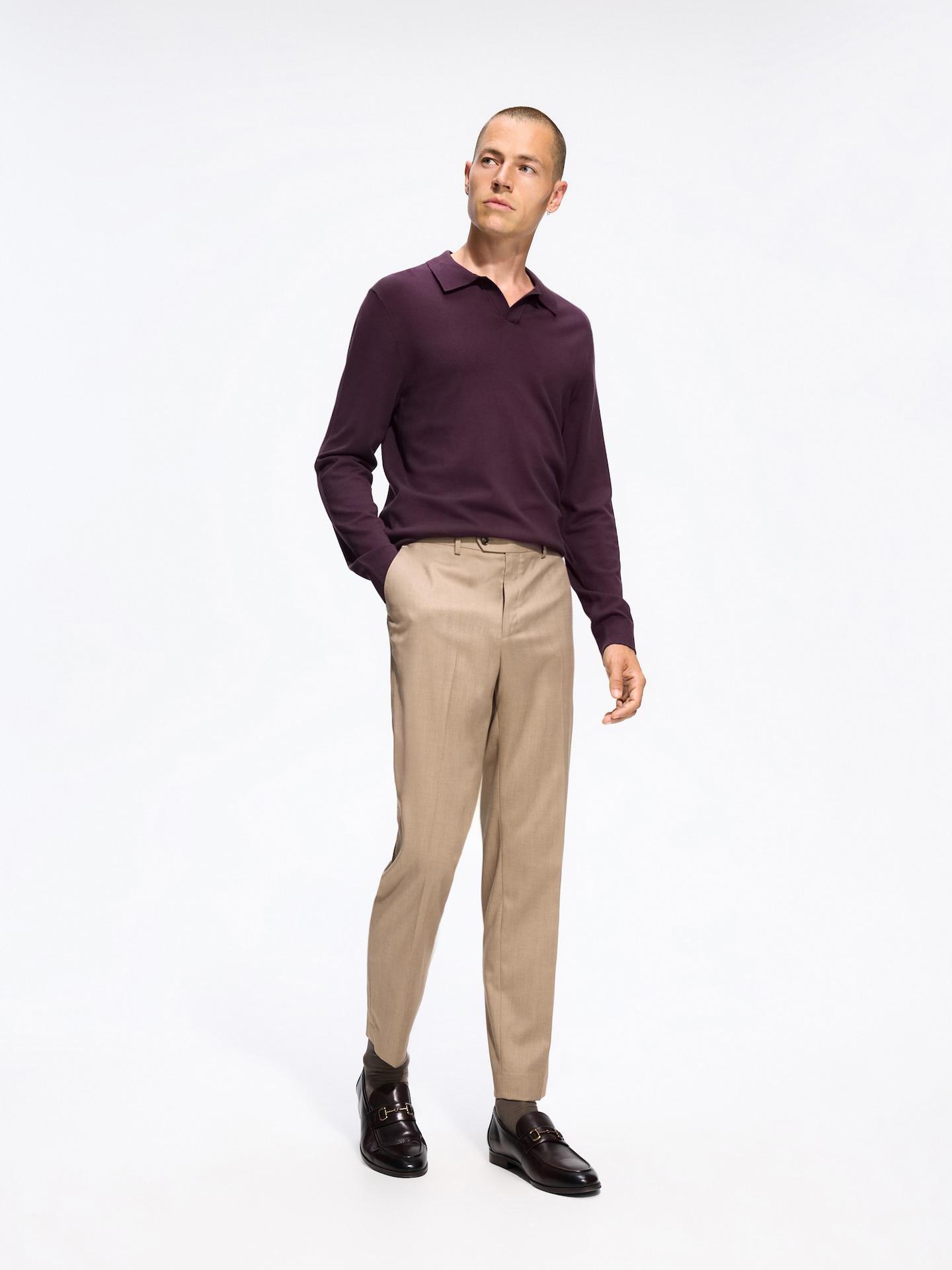 Brown Suit Trousers With Pressed Crease, 7401_84P, large image number 5