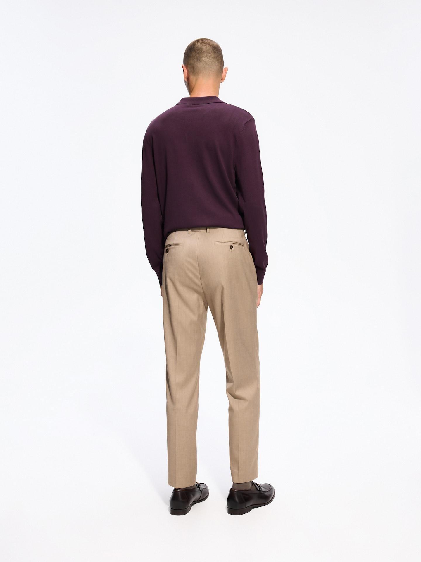 Brown Suit Trousers With Pressed Crease, 7401_84P, large image number 6
