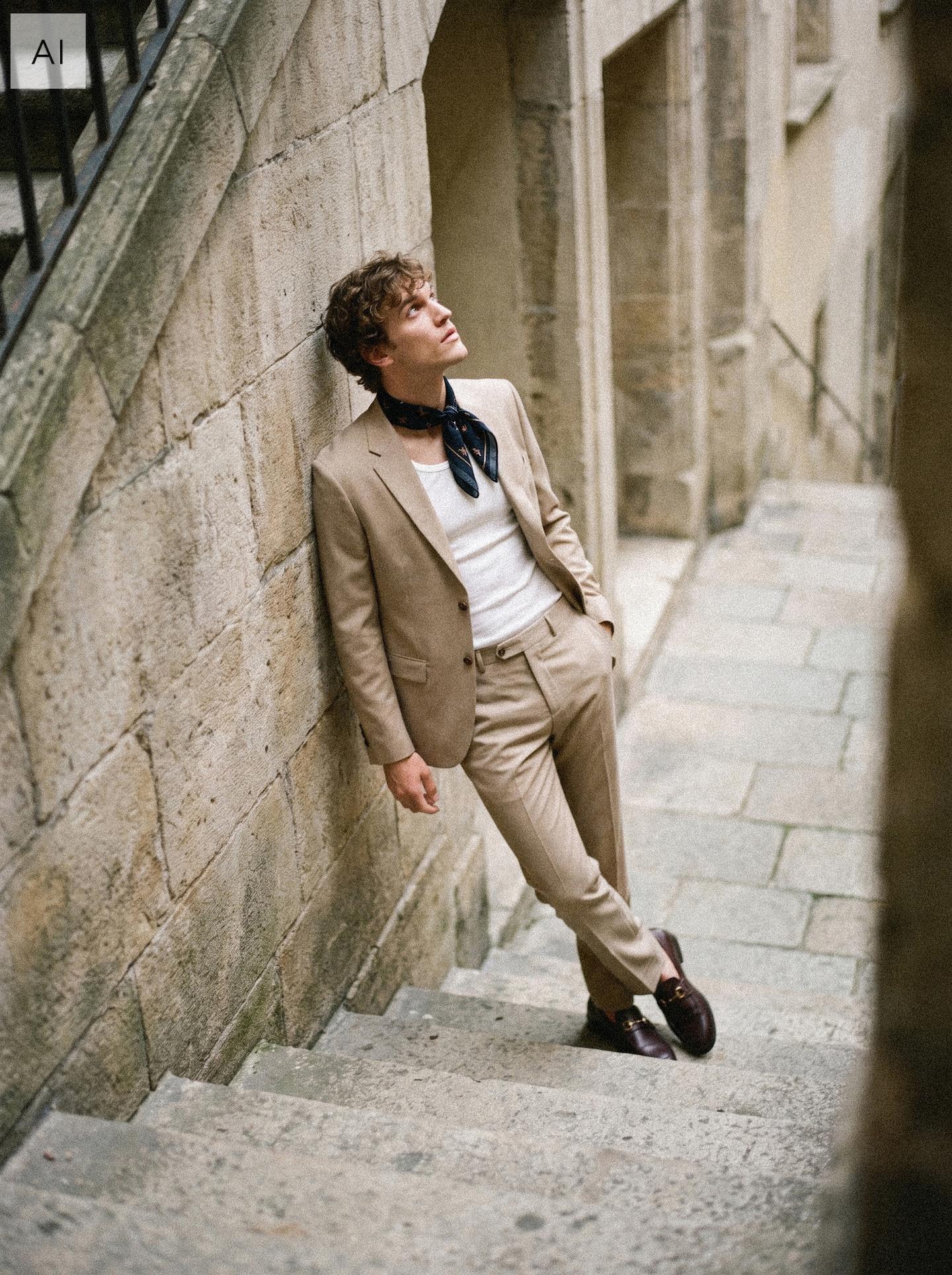 Brown Suit Trousers With Pressed Crease, 7401_84P, large image number 7