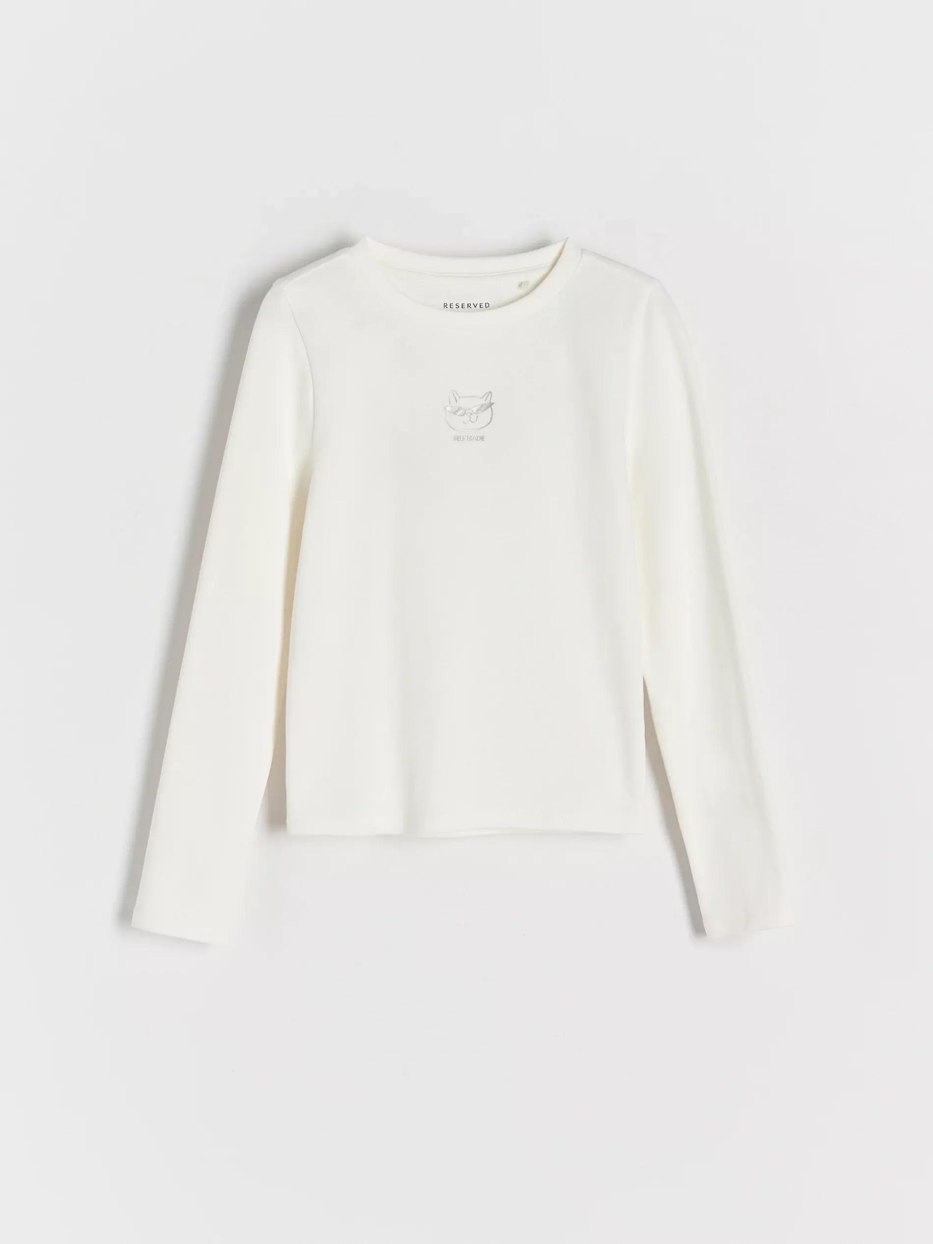 Cream Long-Sleeved Shirt With Applique, , large image number 3