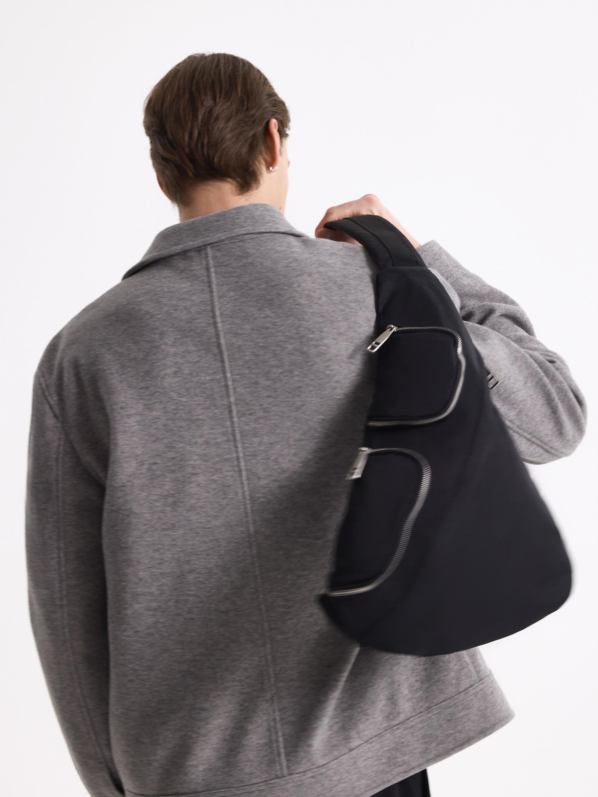 Black One Shoulder Backpack, Black, large image number 0