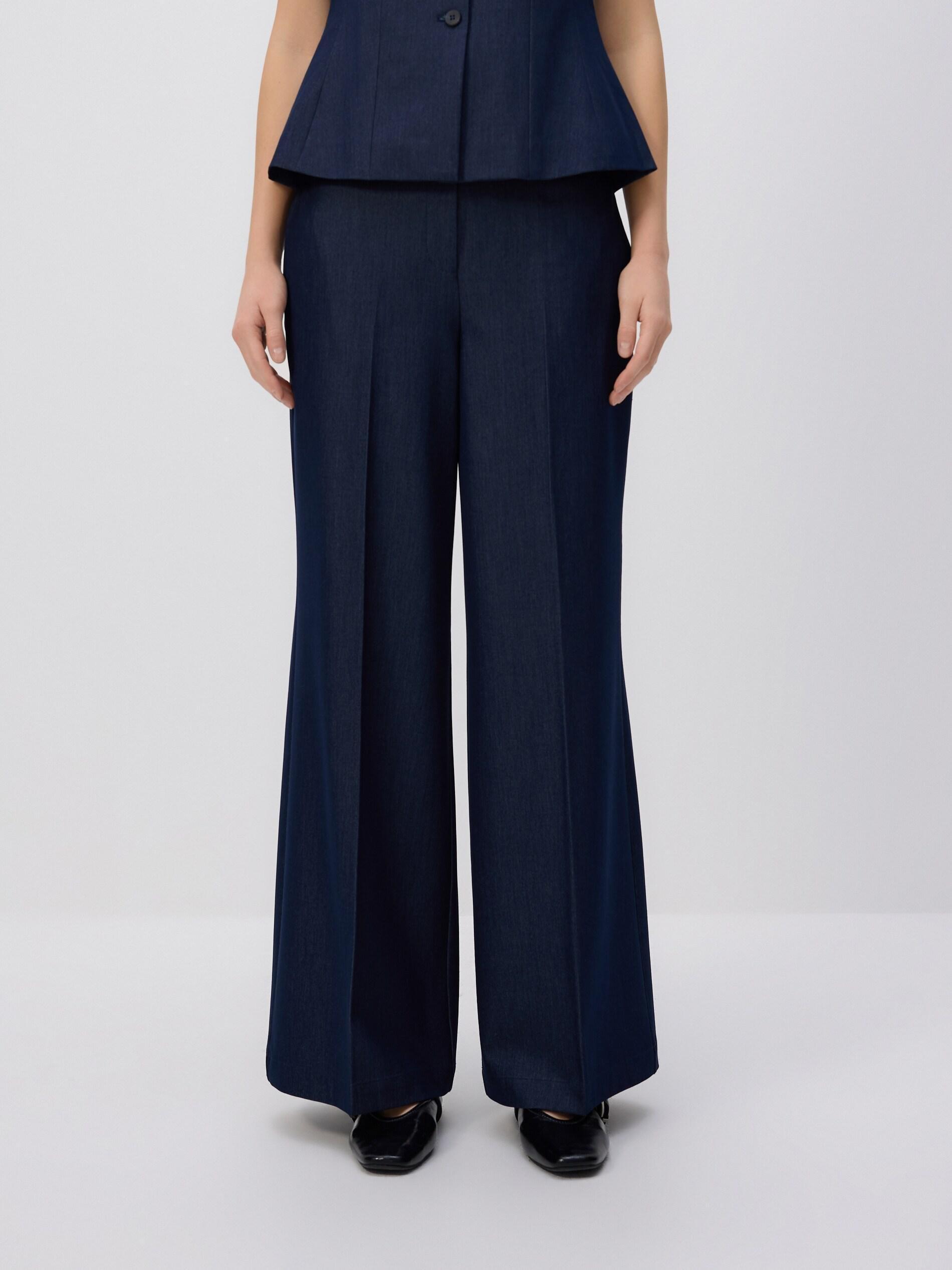Navy Trousers With Pressed Crease, Navy, large image number 0