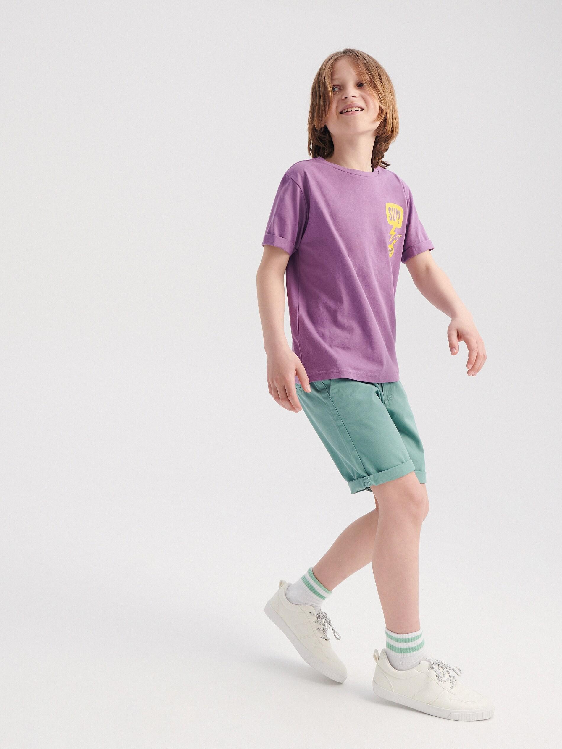 Dark Violet Oversized T-Shirt With A Print, Boys, , large image number 0