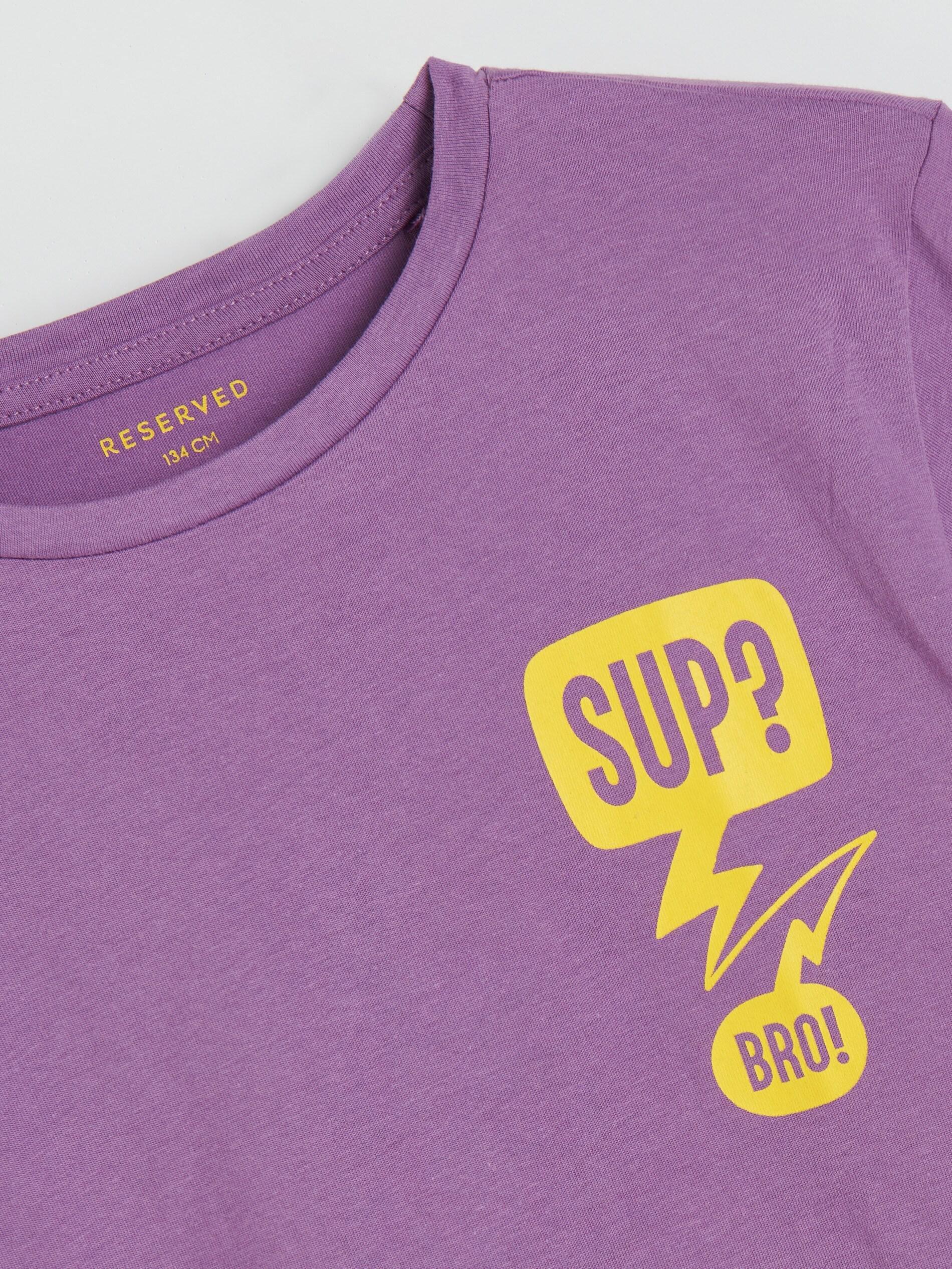 Dark Violet Oversized T-Shirt With A Print, Boys, , large image number 3
