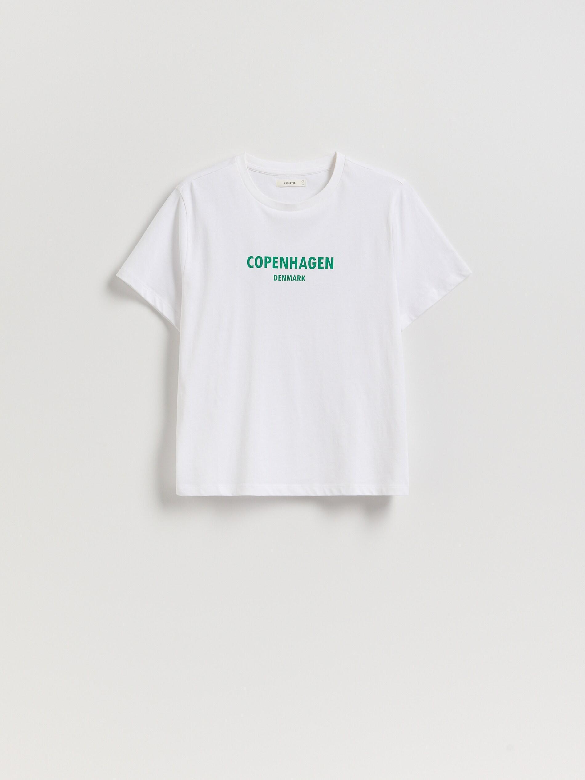 WHITE T-shirt with print, 7401_00C            , medium