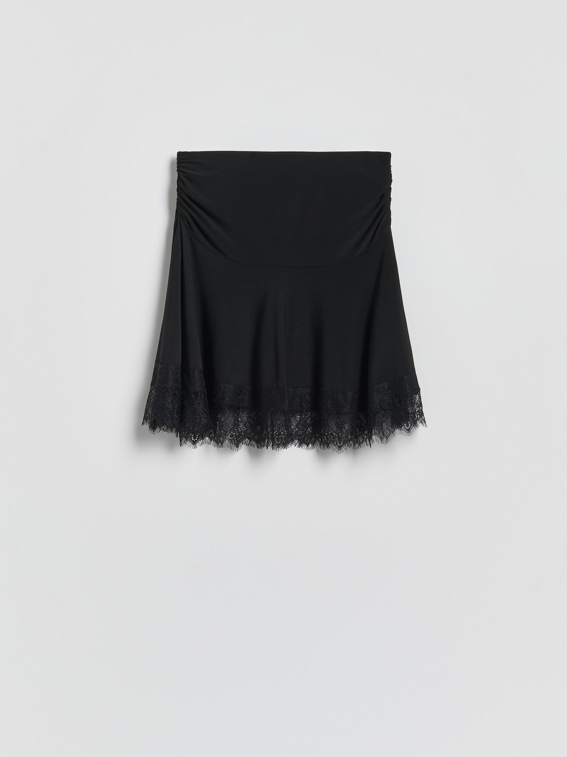Black Skirt With Lace, Black, large image number 3