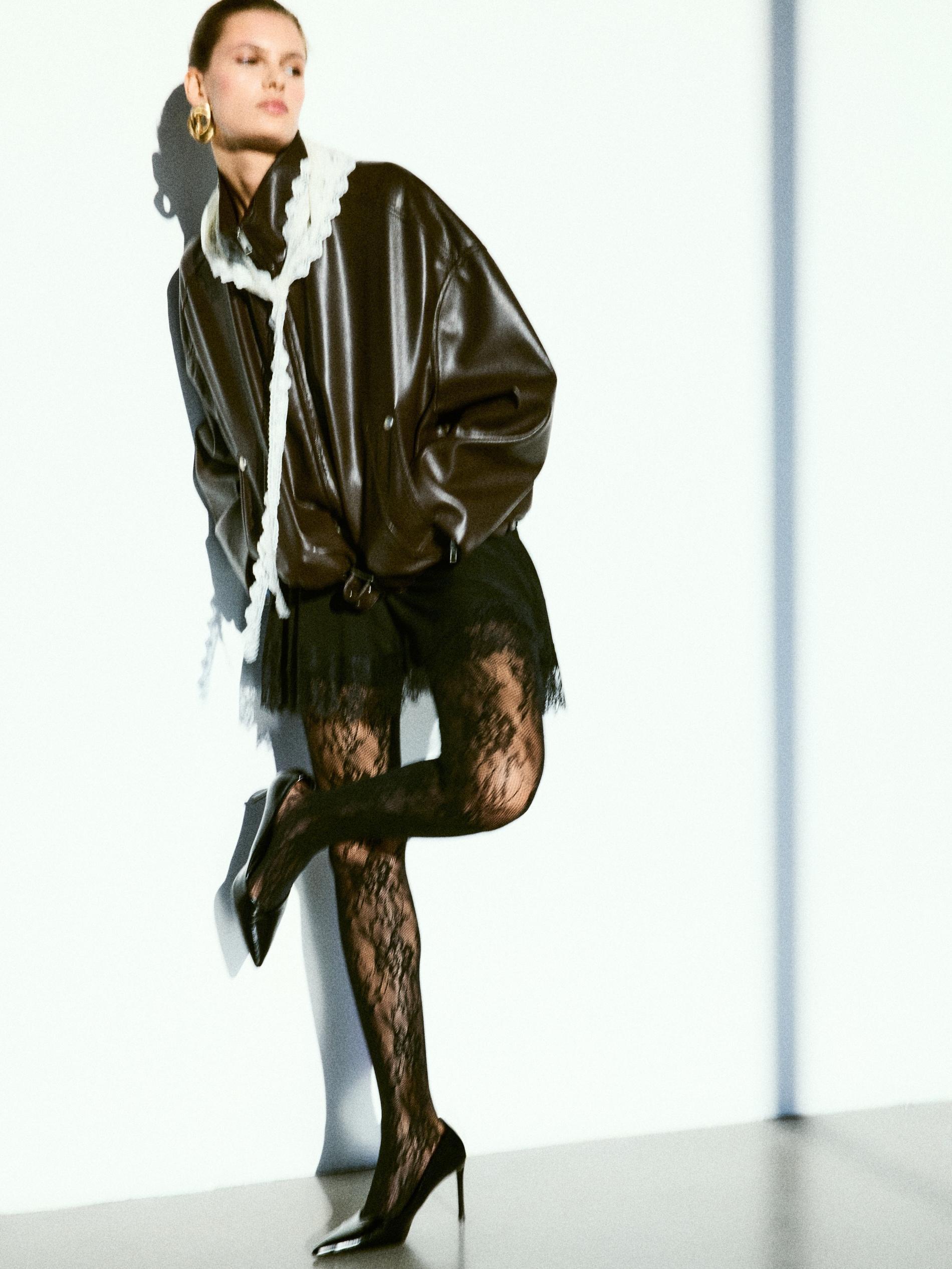 Black Skirt With Lace, Black, large image number 6