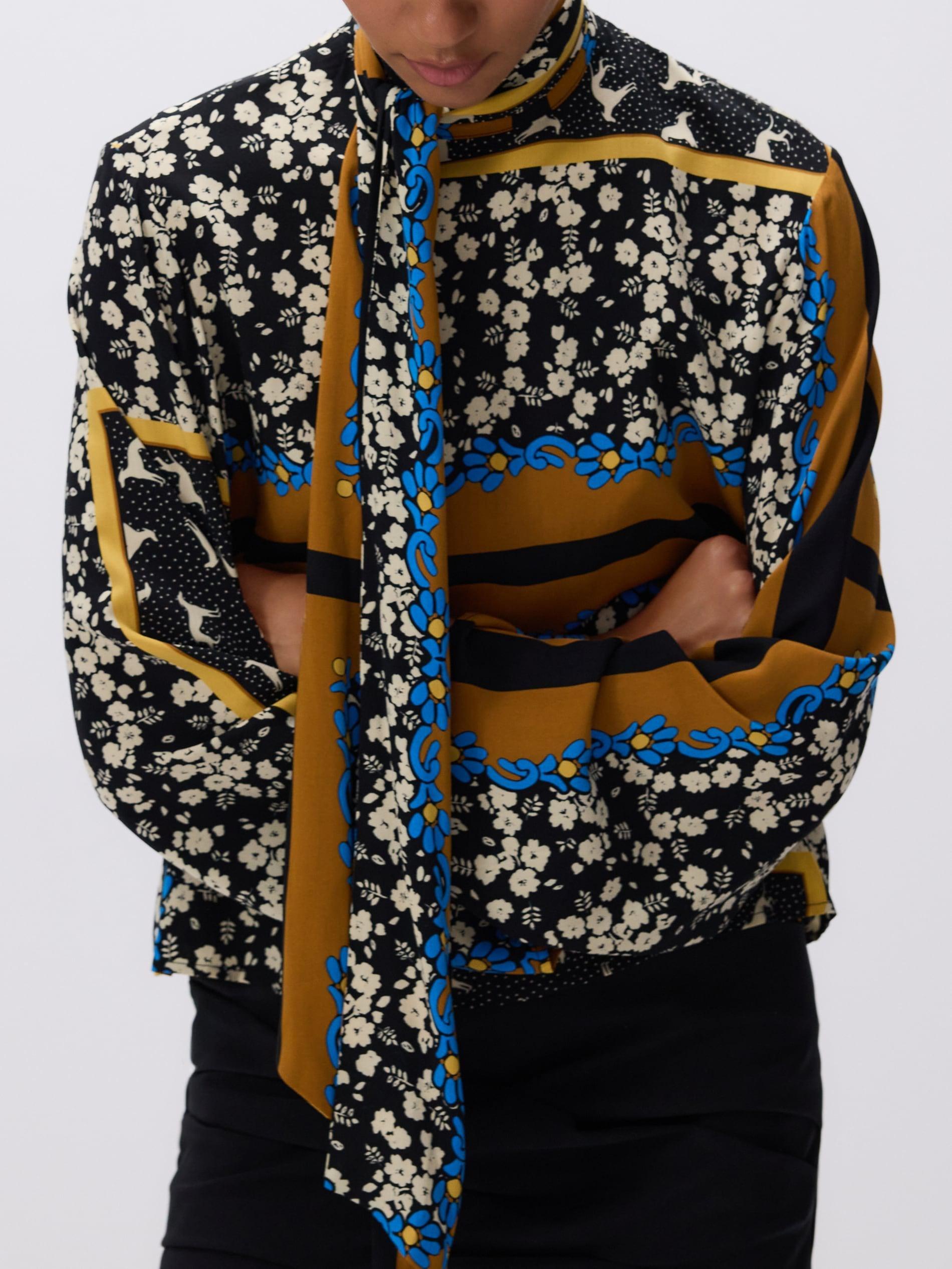 Multicolour Patterned Blouse With Tie, Multicolor, large image number 6