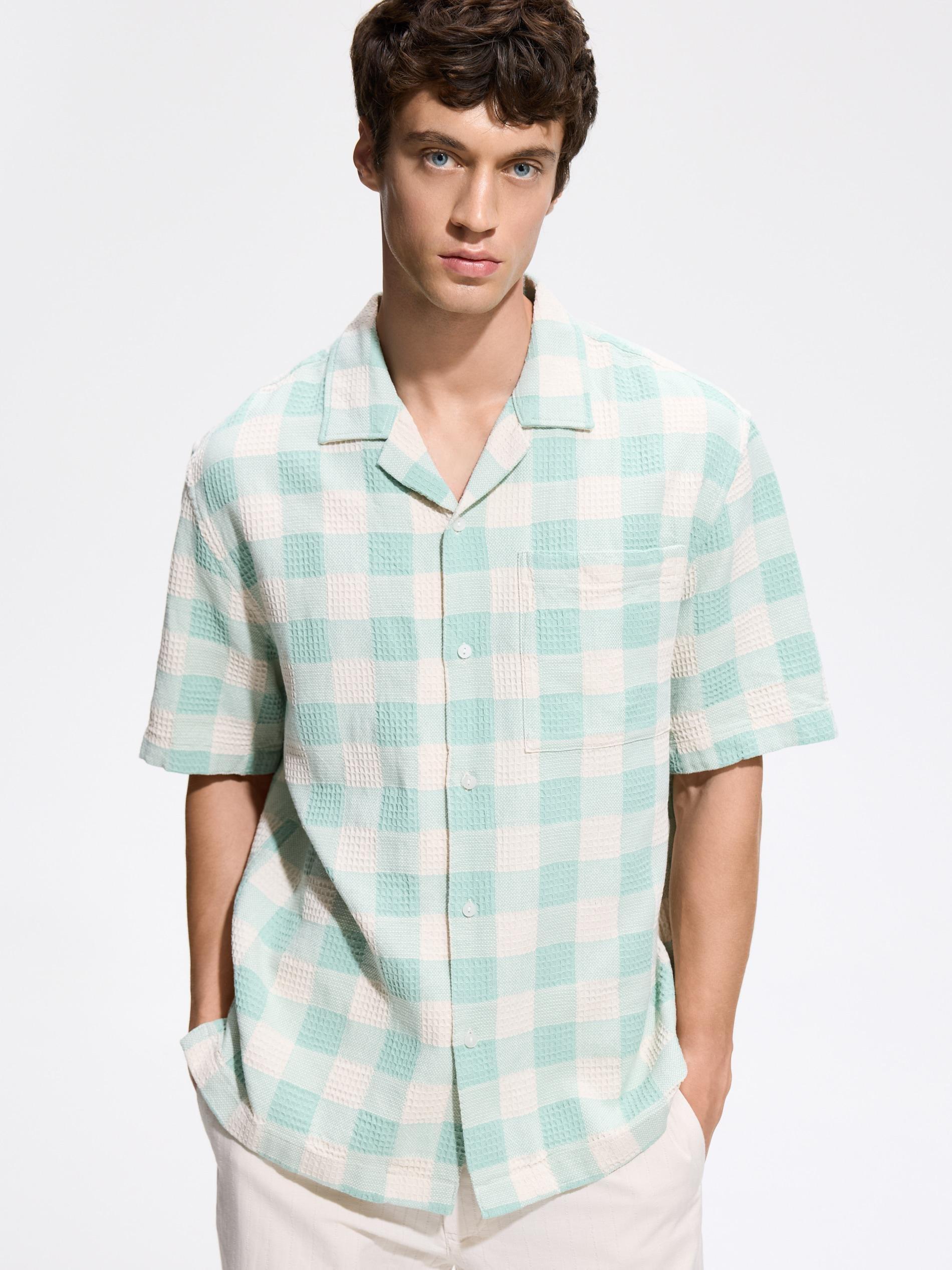 Green Regular Fit Cotton Shirt, 7401_07P, medium