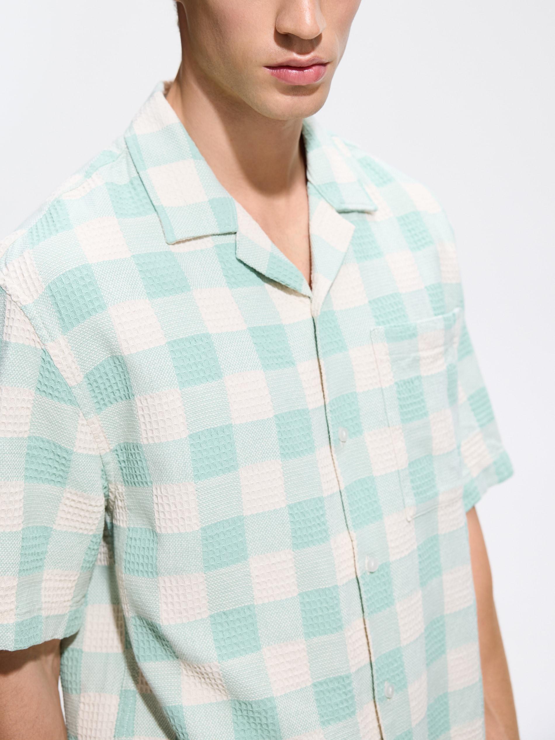 Green Regular Fit Cotton Shirt, 7401_07P, medium