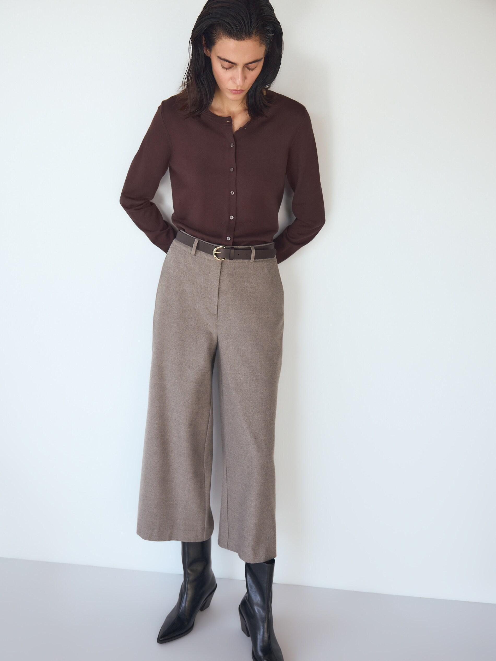 Beige Culotte Trousers With Tie Detail, Beige, large image number 0