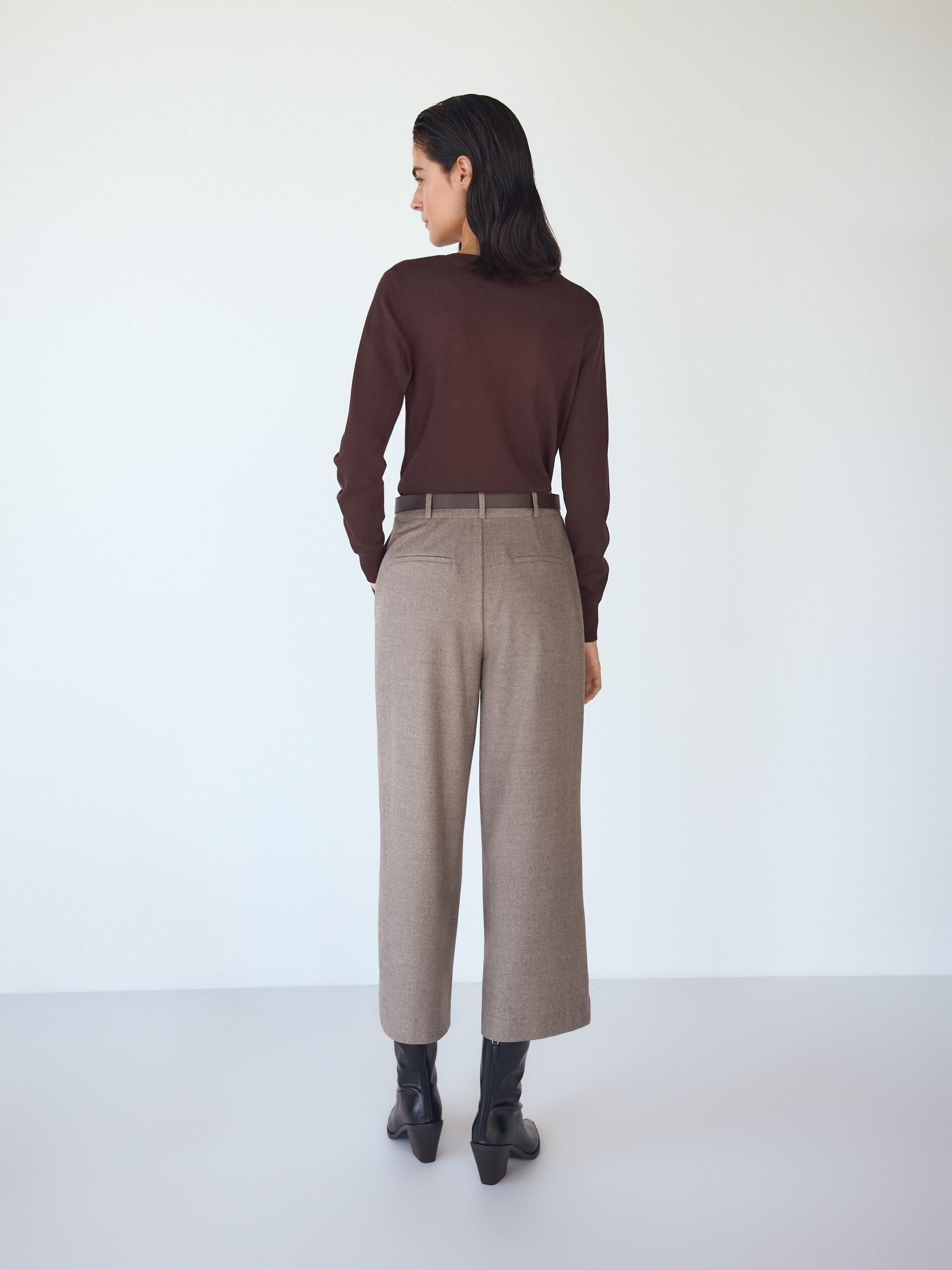 Beige Culotte Trousers With Tie Detail, Beige, large image number 1