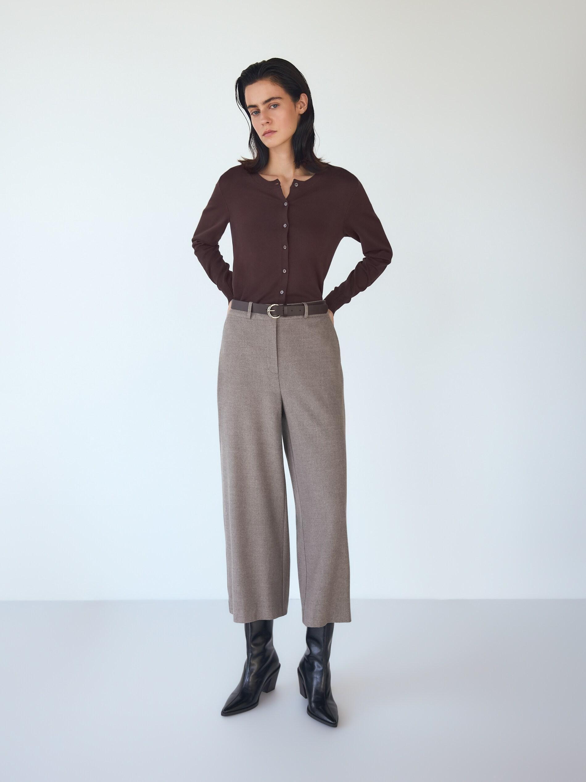 Beige Culotte Trousers With Tie Detail, Beige, large image number 2