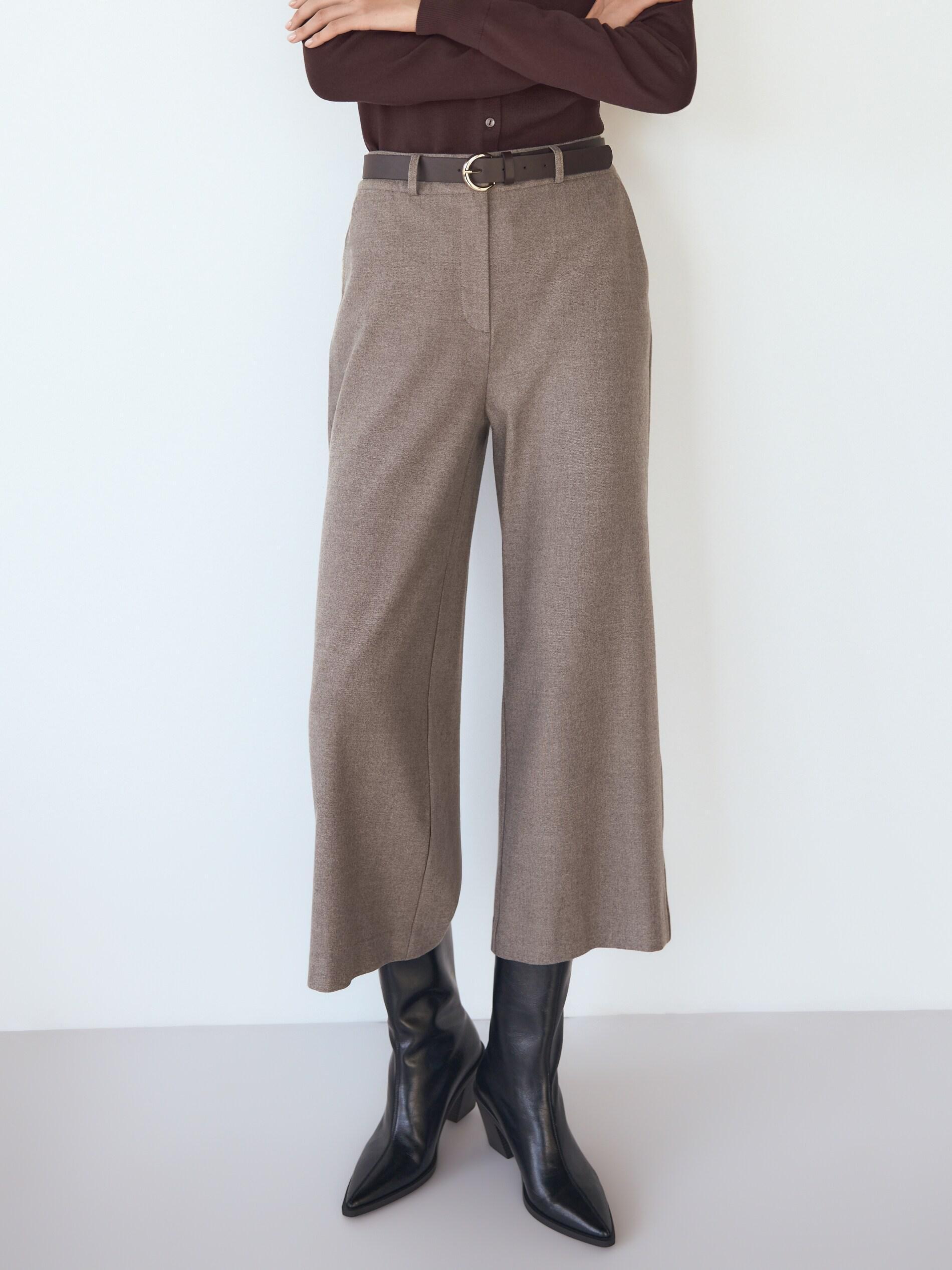 Beige Culotte Trousers With Tie Detail, Beige, large image number 3