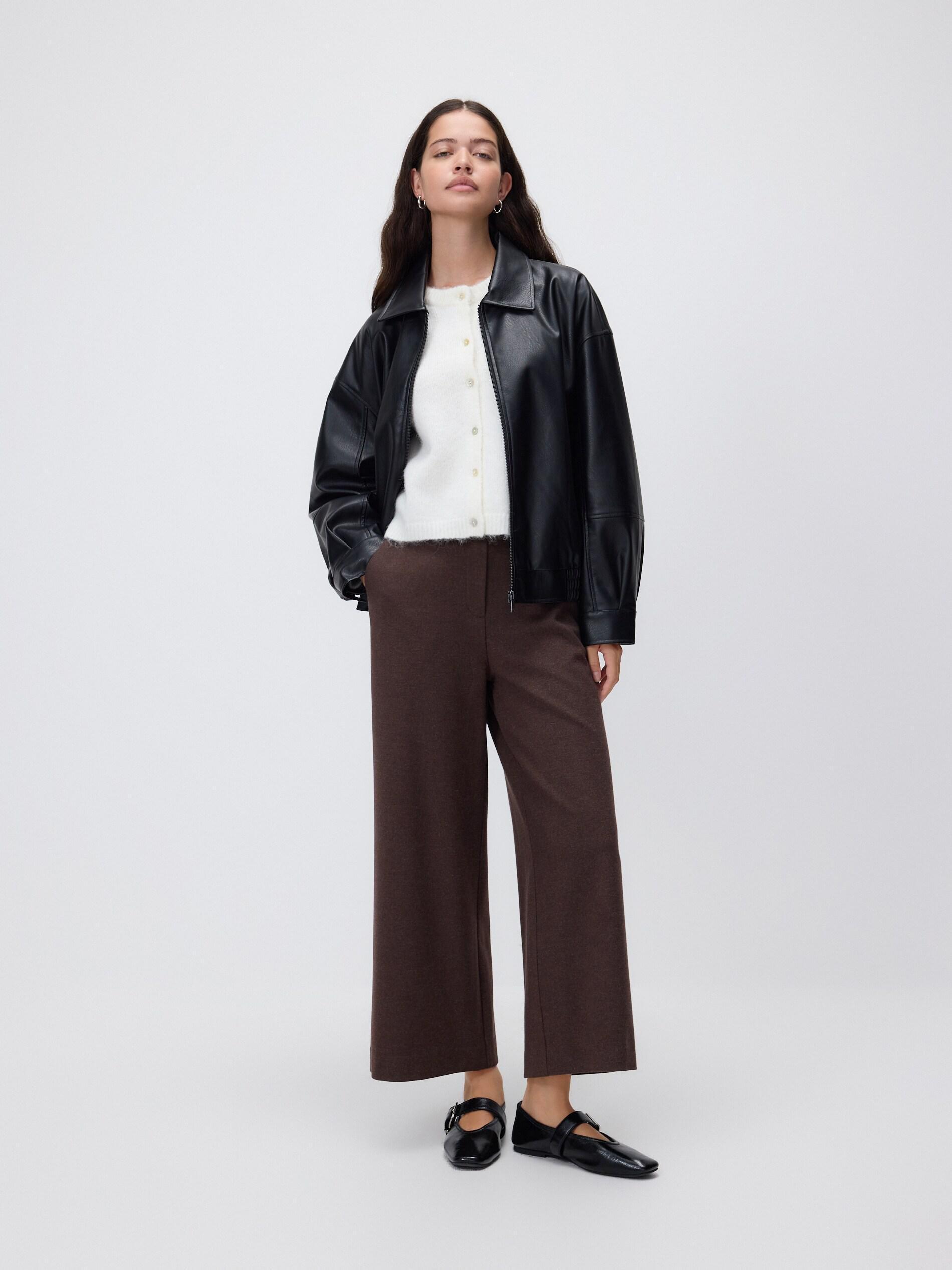 Brown Culotte Trousers With Tie Detail, Brown, large image number 0