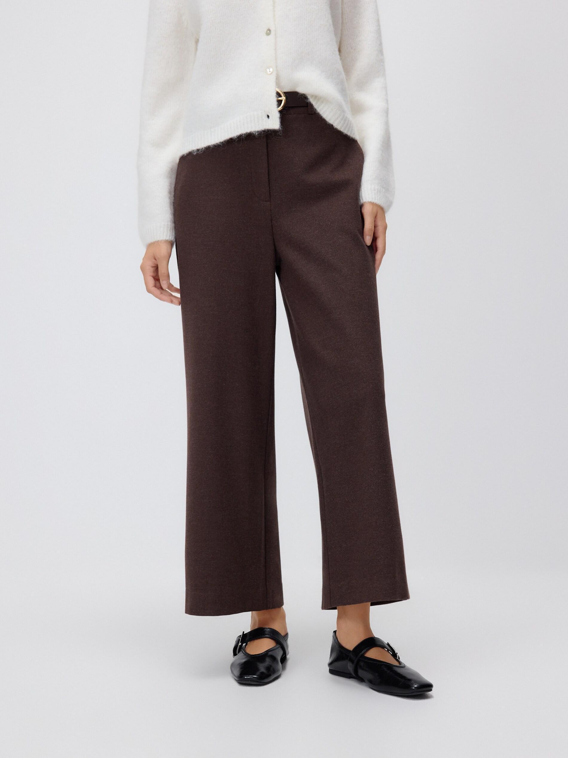 Brown Culotte Trousers With Tie Detail, Brown, large image number 1