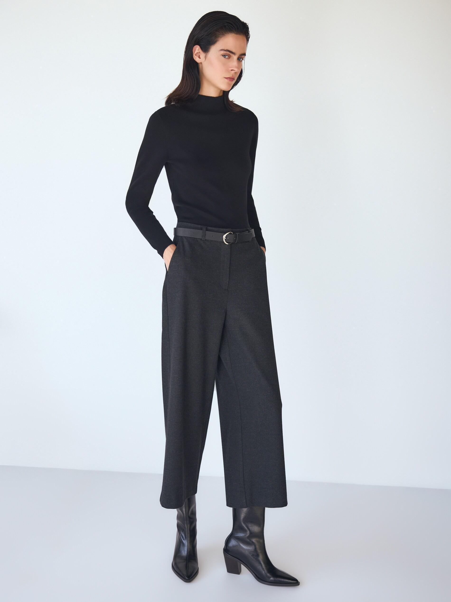BLACK Culotte trousers with tie detail, Black, large image number 2