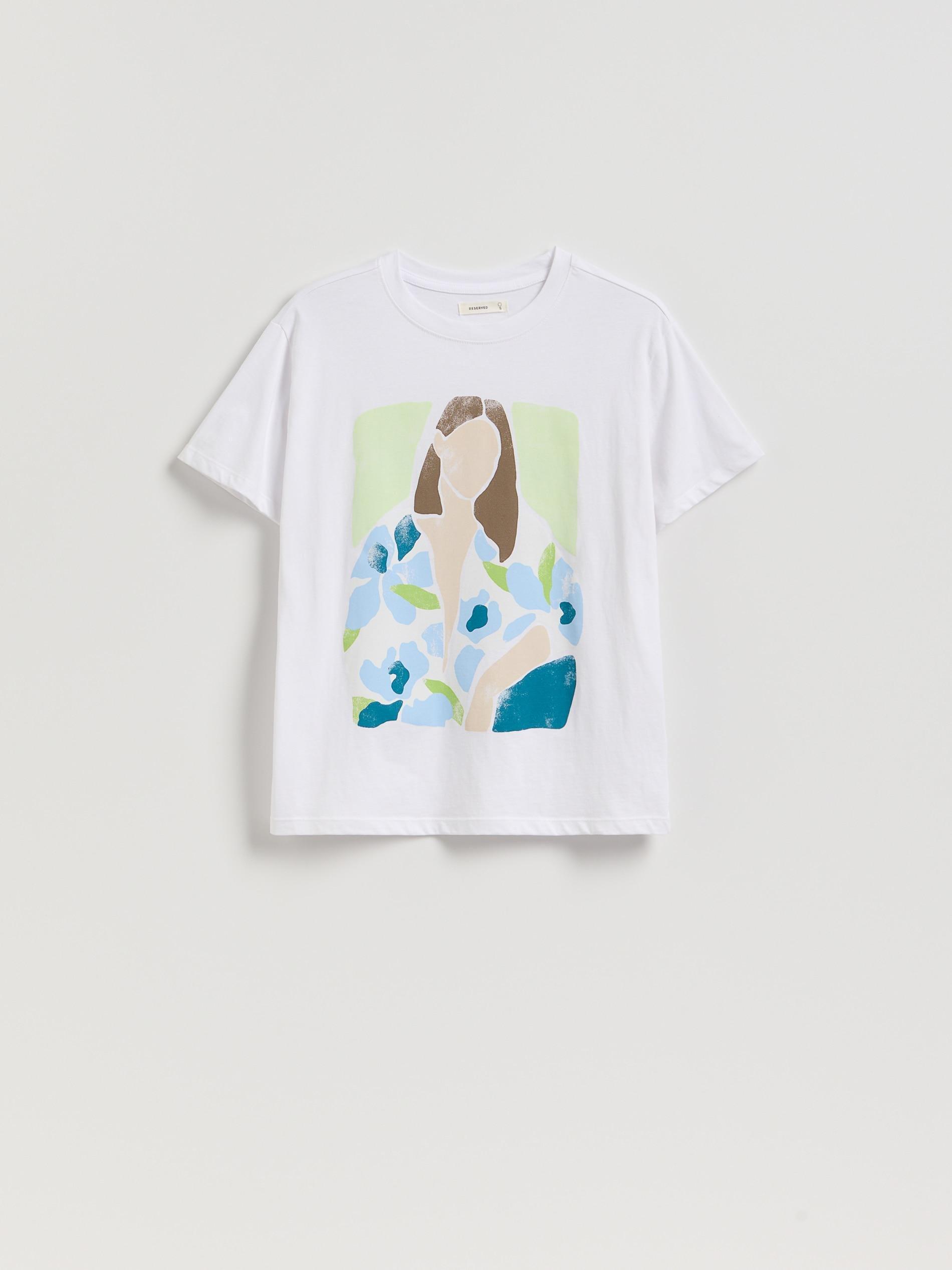 WHITE T-shirt with print, White, medium