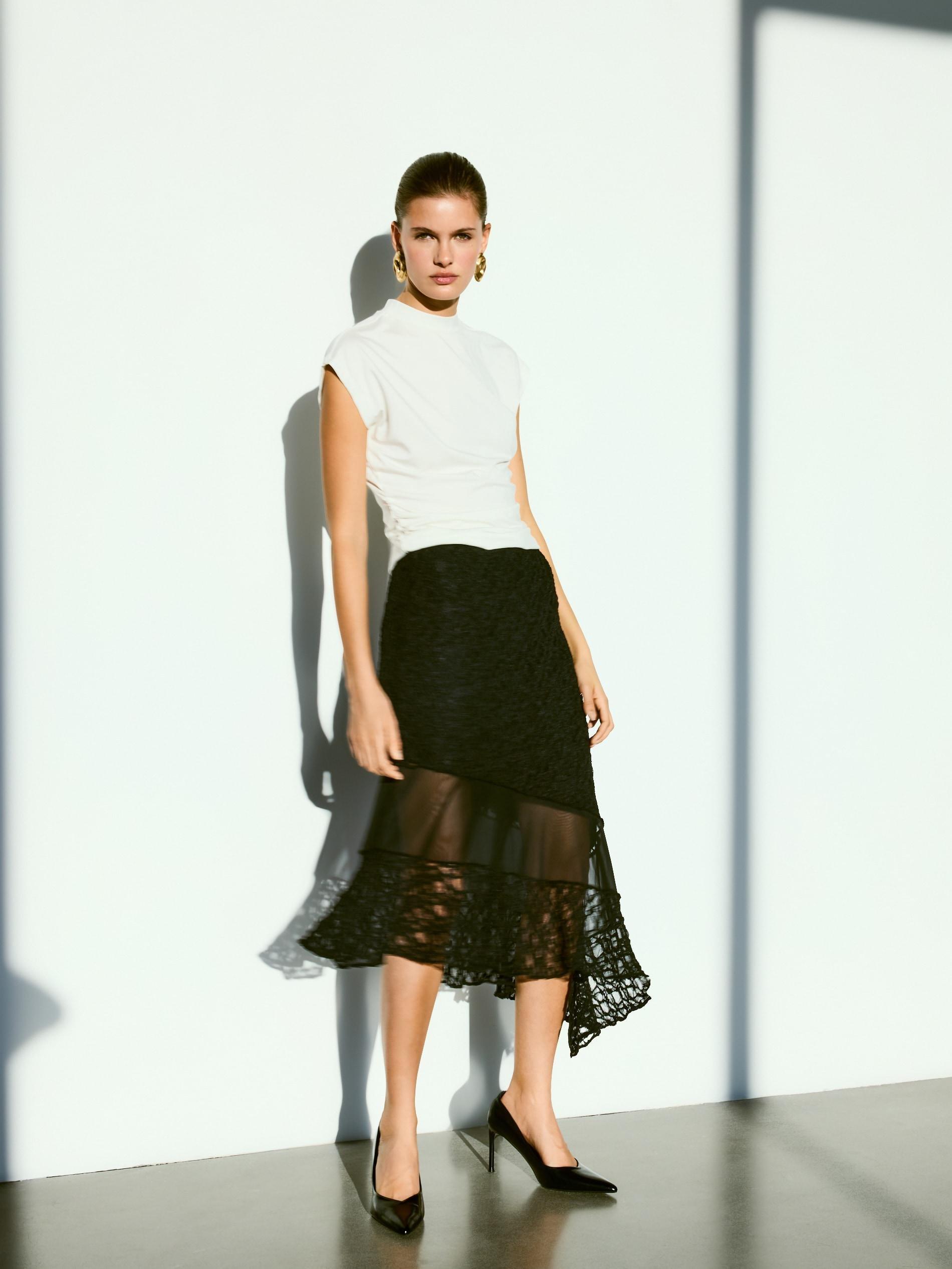 Black Asymmetric Skirt, Black, large image number 6