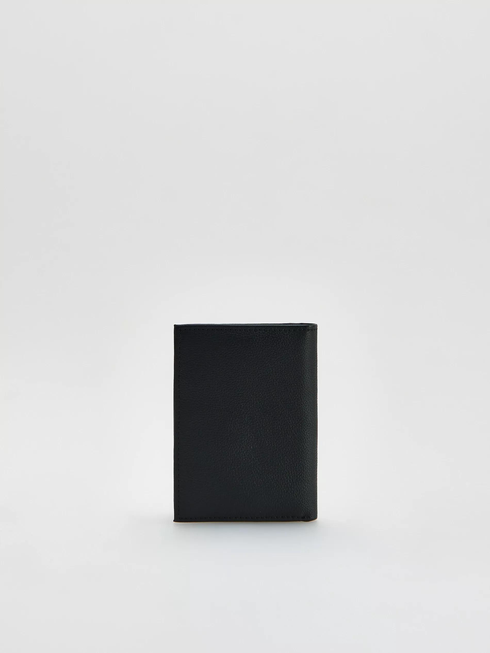 Black Leather Blend Wallet, Black, medium