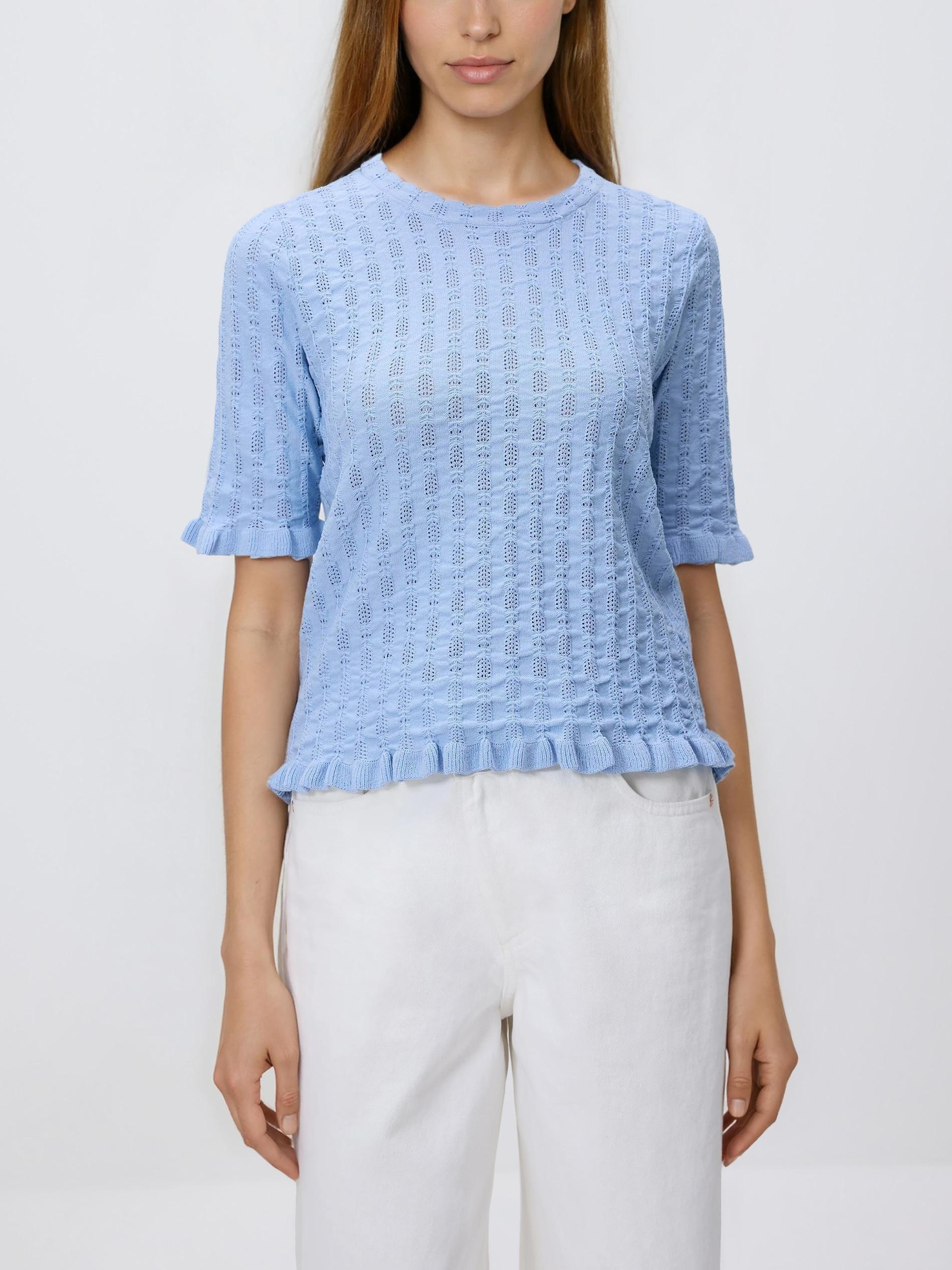 Blue Viscose Blend Jumper, Blue, medium