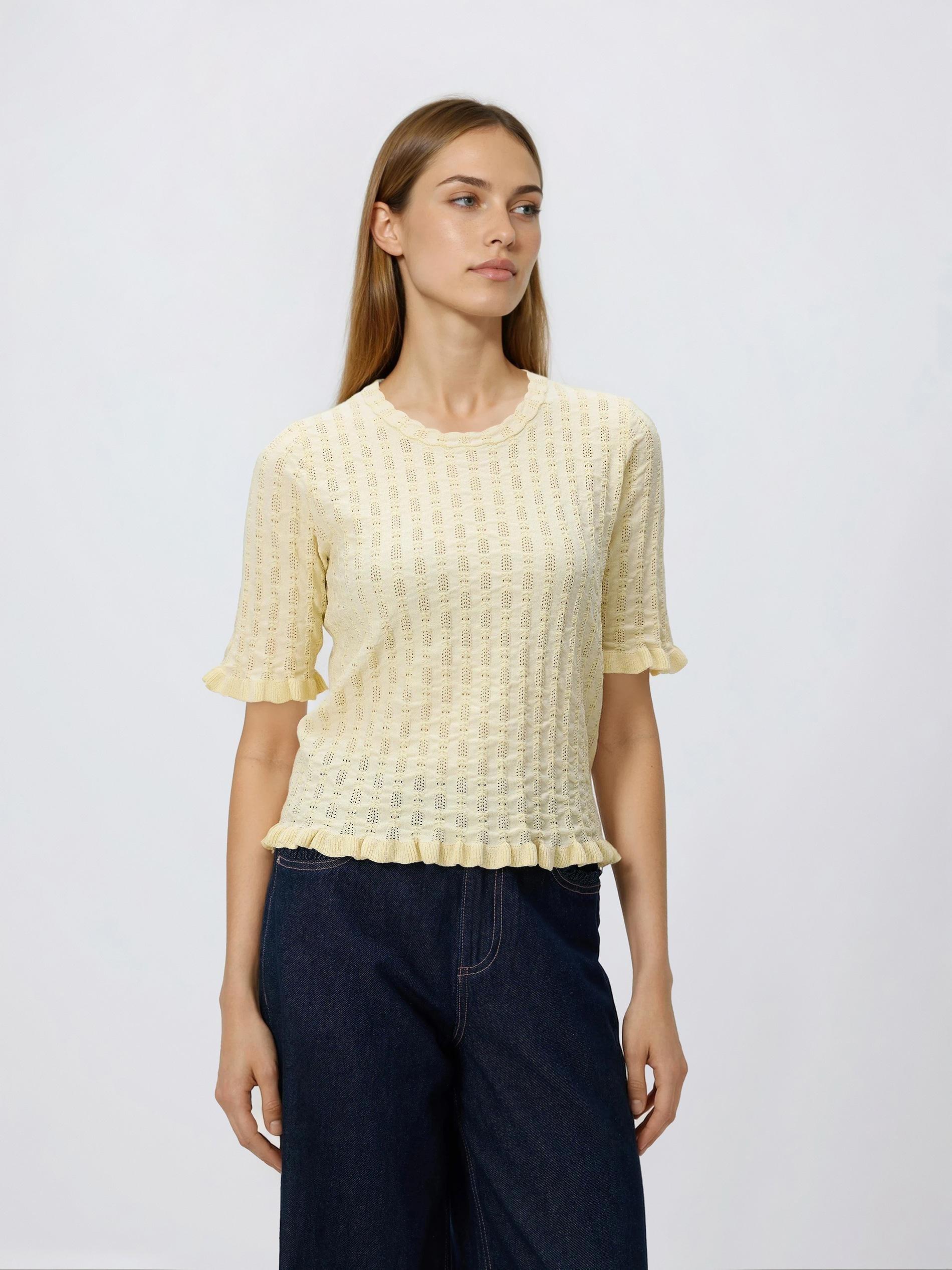 Yellow Viscose Blend Jumper, Yellow, large image number 0