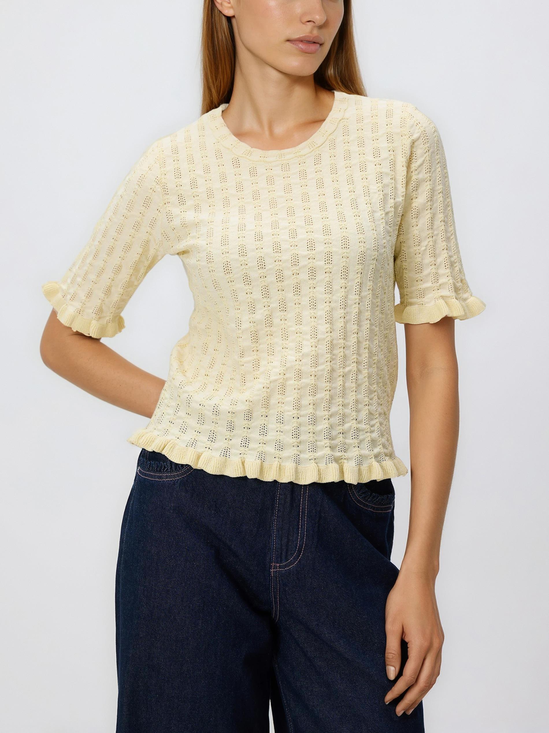 Yellow Viscose Blend Jumper, Yellow, large image number 3
