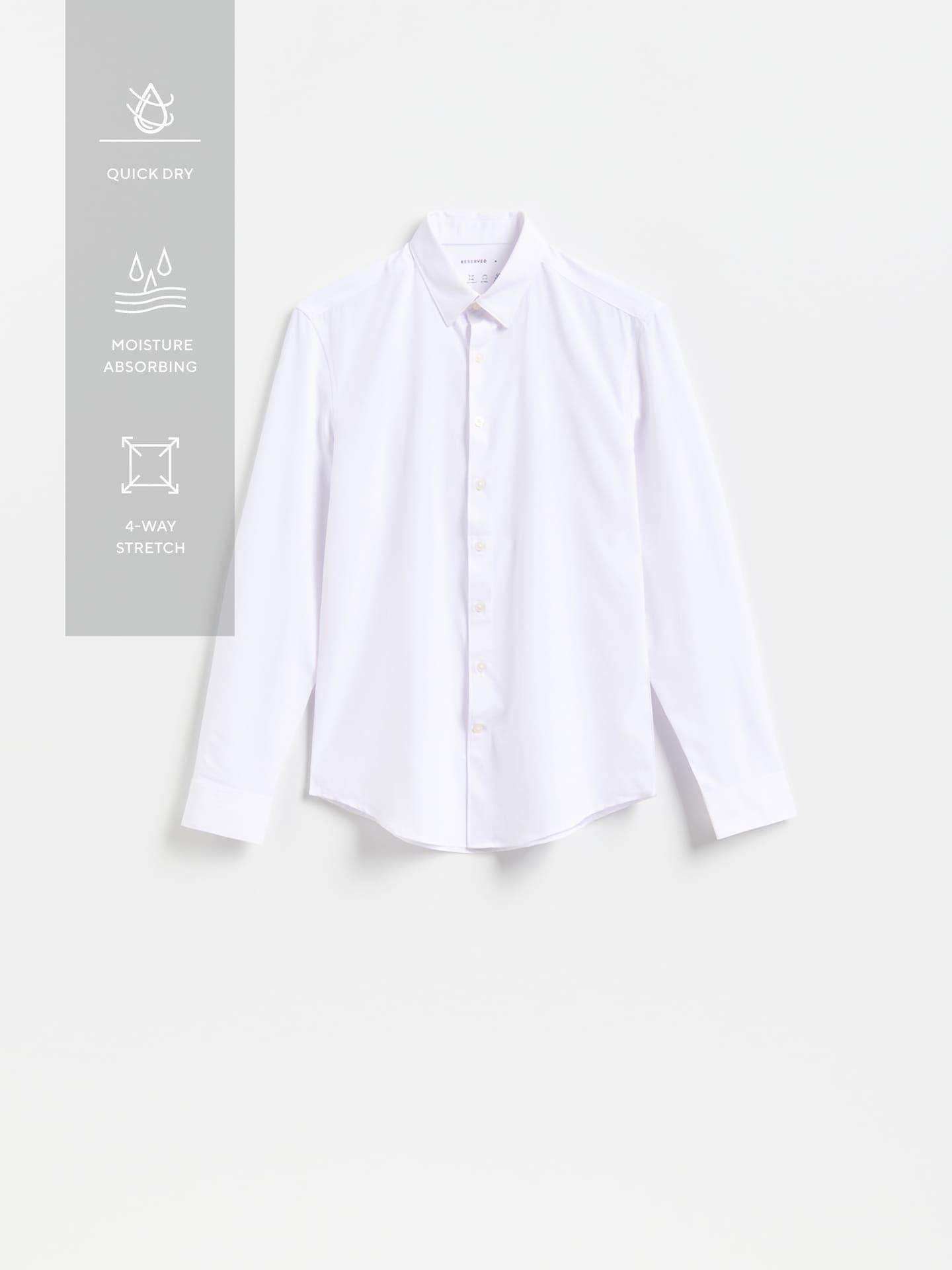 White Slim Fit Plain Shirt, White, medium