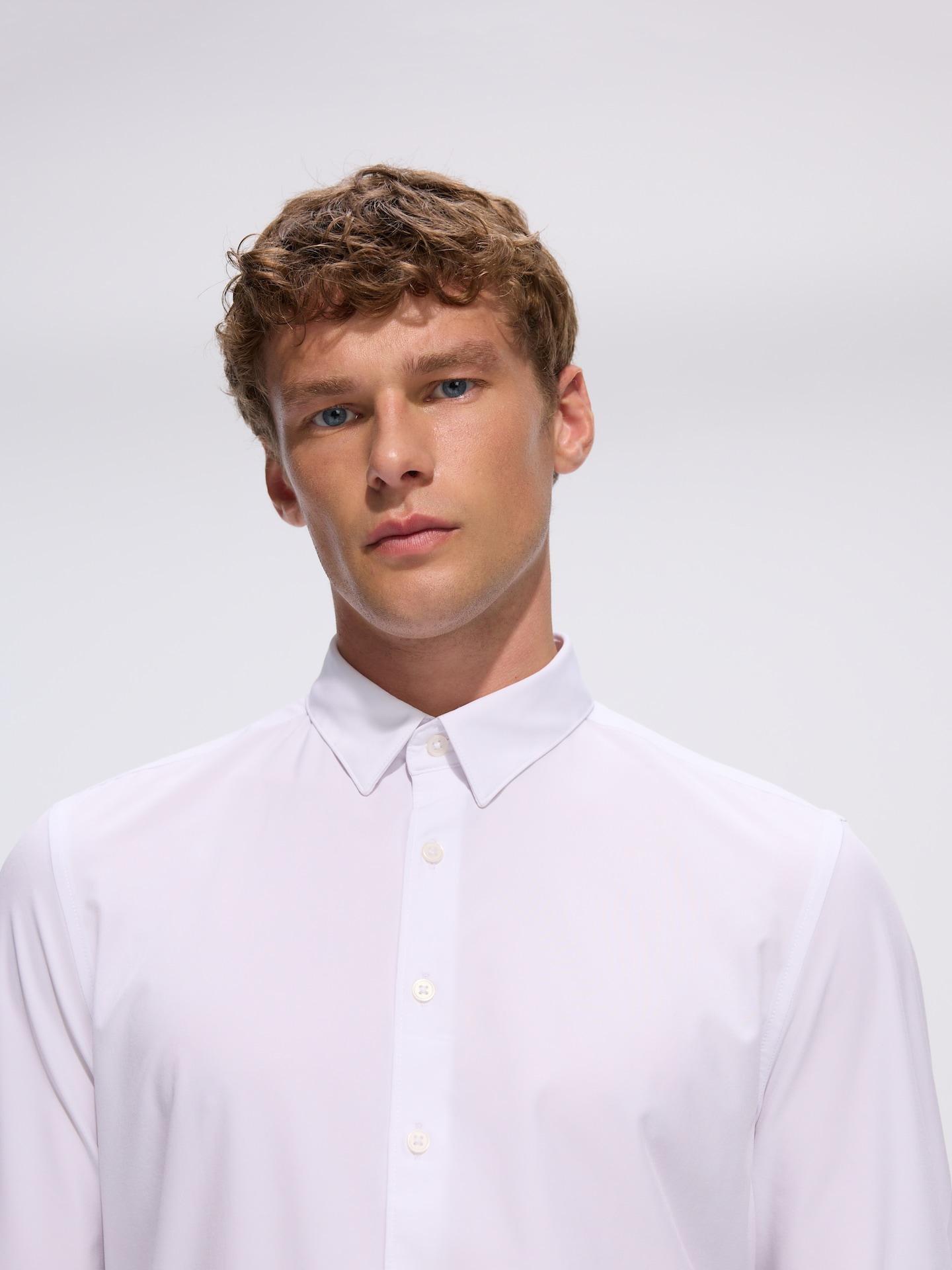 White Slim Fit Plain Shirt, White, medium