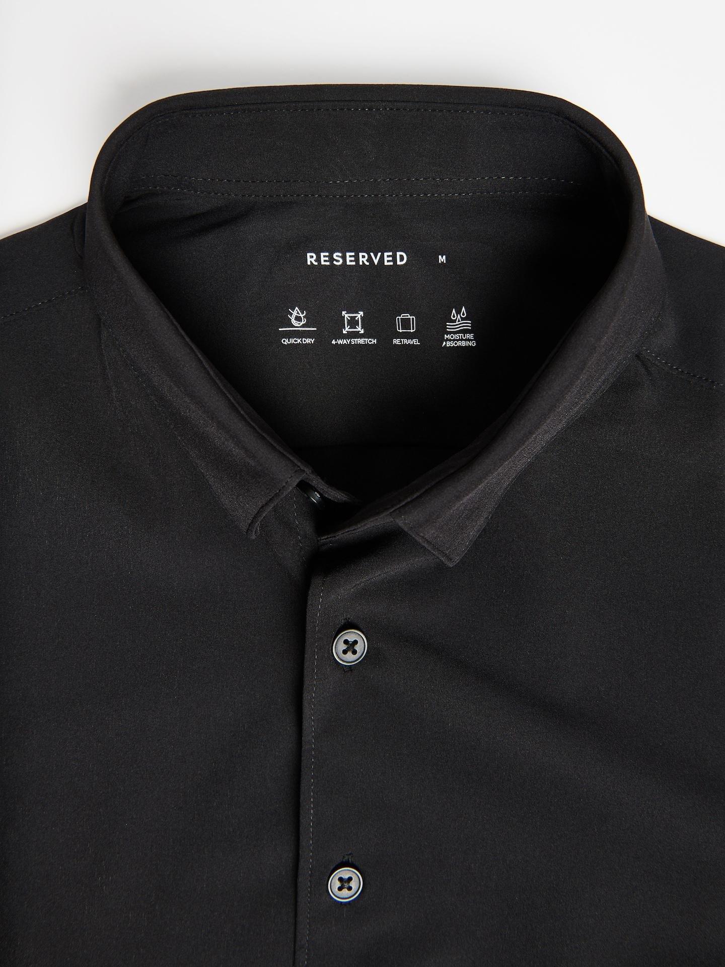 Black Slim Fit Plain Shirt, Black, large image number 1