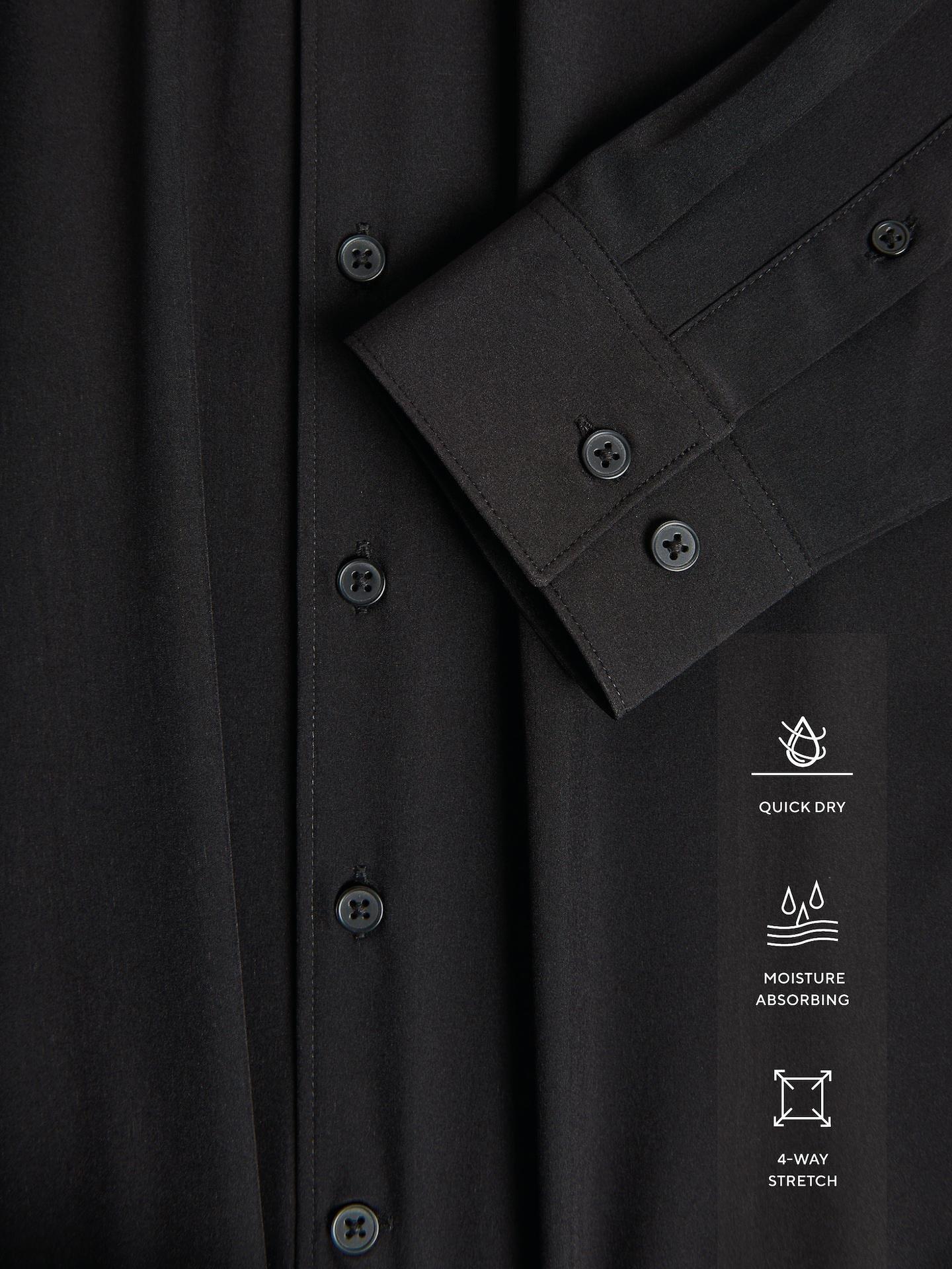 Black Slim Fit Plain Shirt, Black, large image number 2