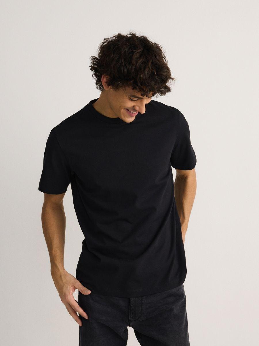 Black Regular Cotton T-Shirt, , large image number 0