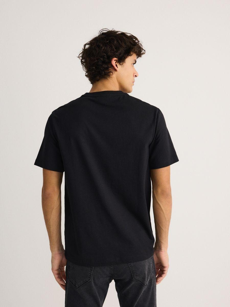 Black Regular Cotton T-Shirt, , large image number 2