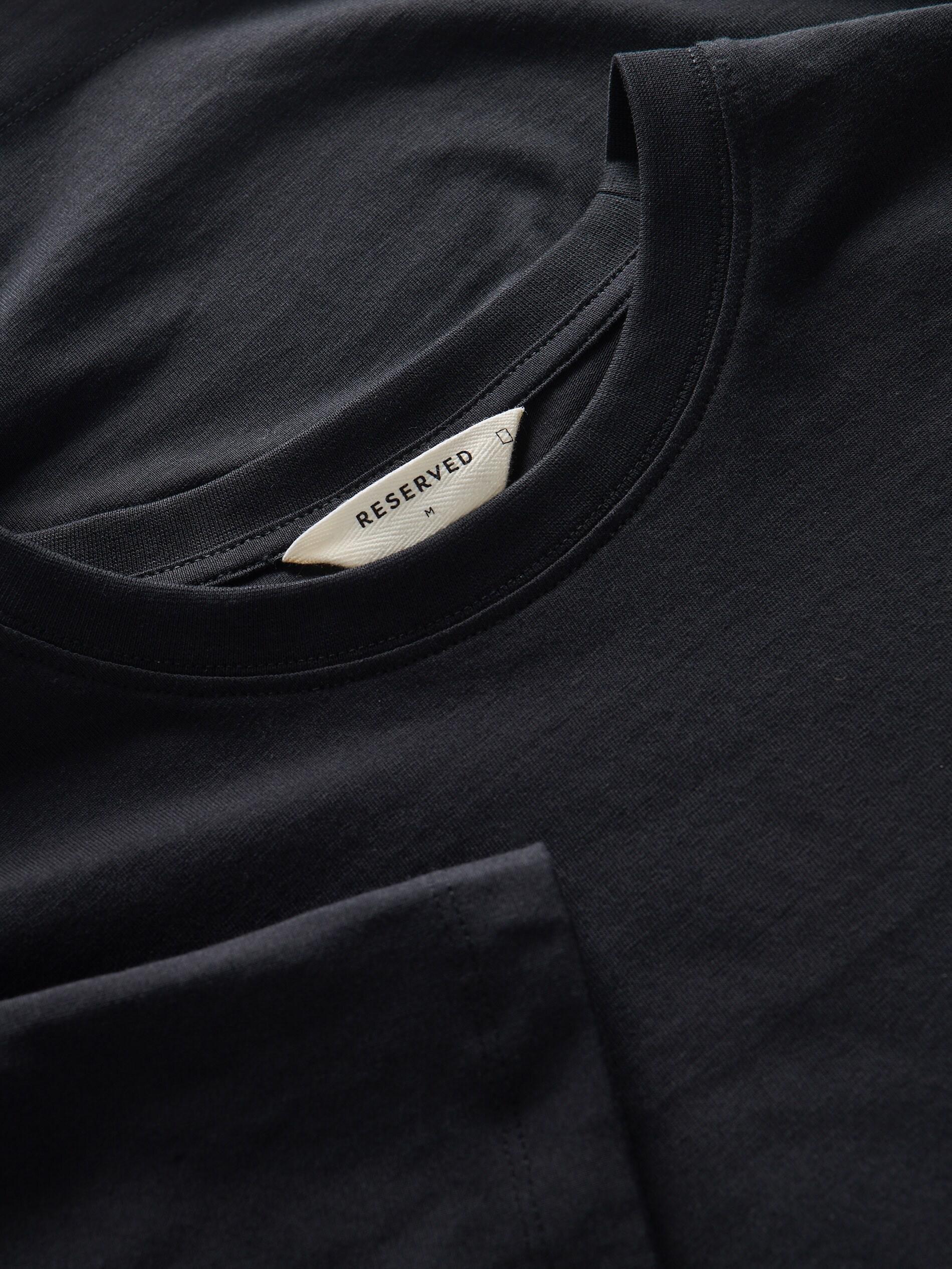 Black Regular Cotton T-Shirt, Black, large image number 4