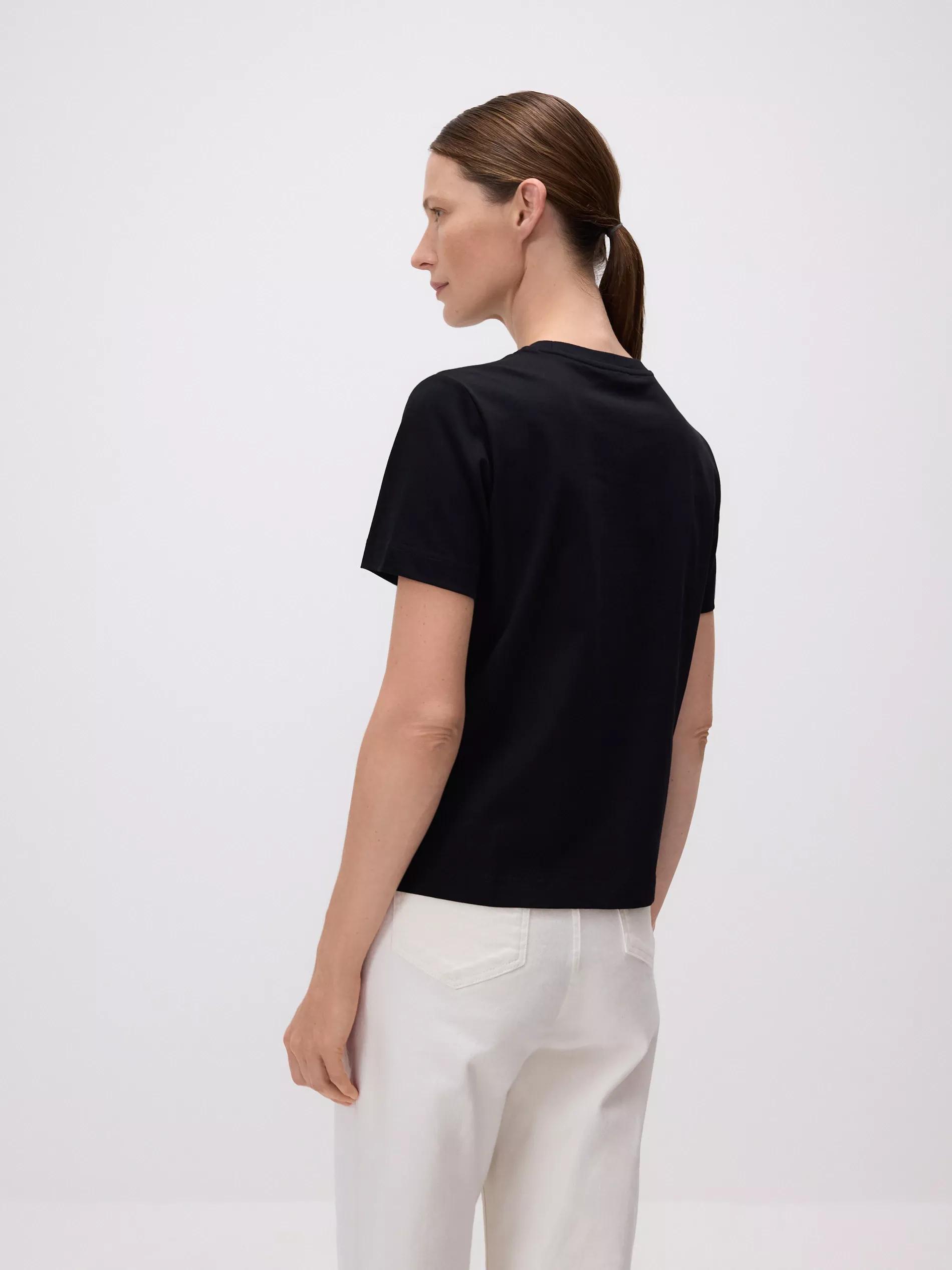 BLACK T-shirt with flower appliquأ©, , large image number 3