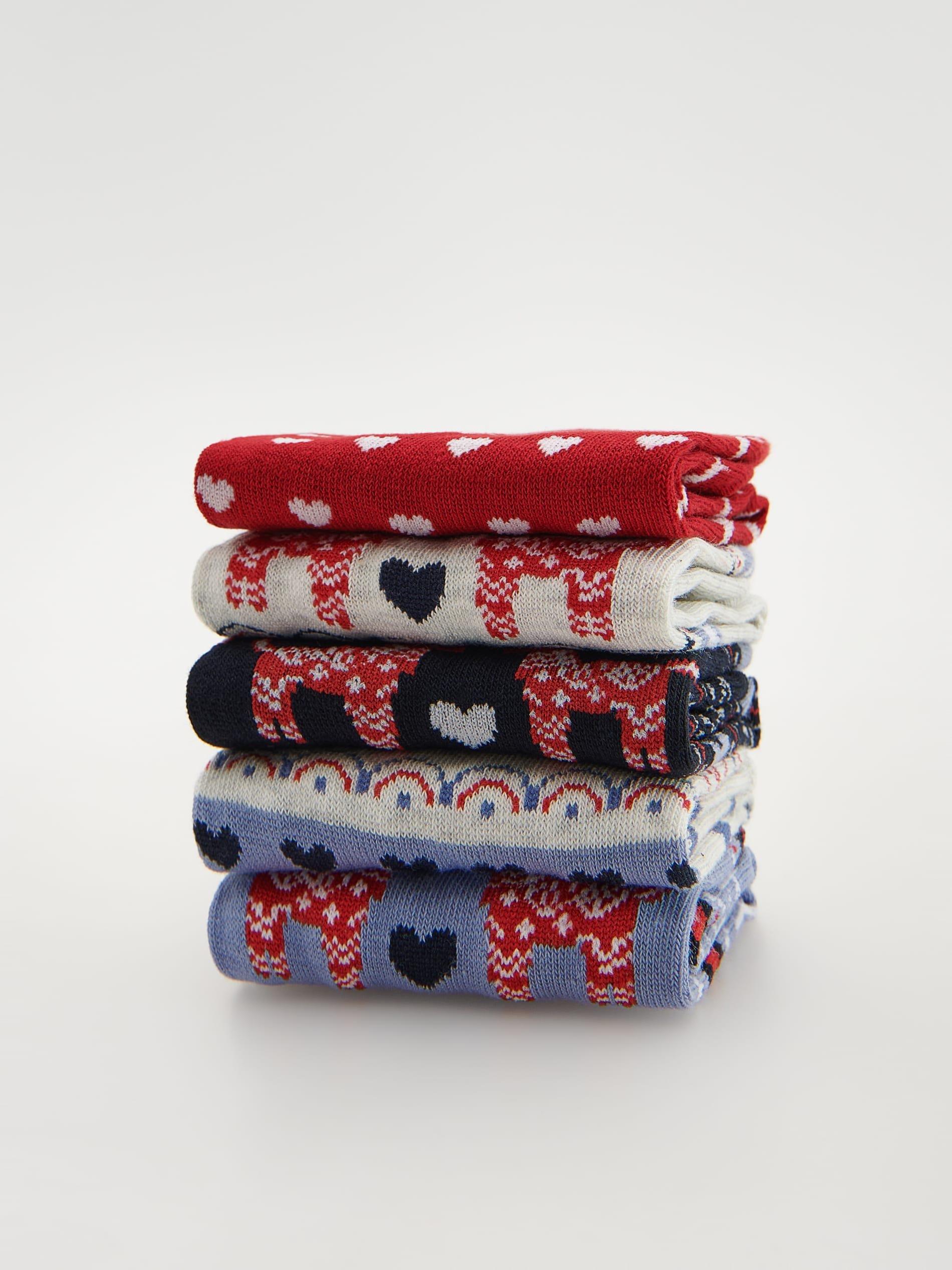 Navy Christmas Socks, Pack Of 5, , large image number 0