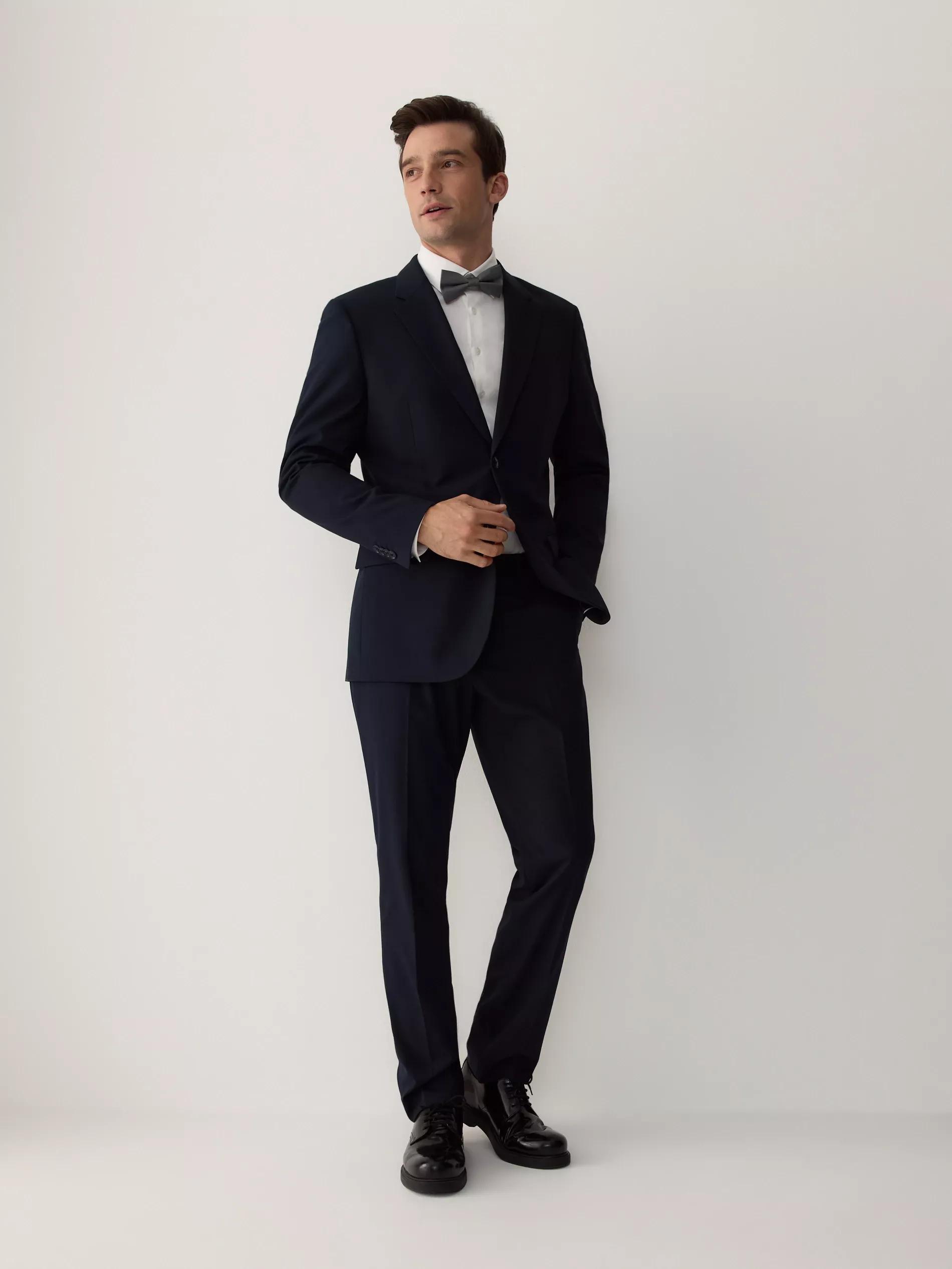 Navy Slim Fit Jacket With Viscose Addition, , large image number 2