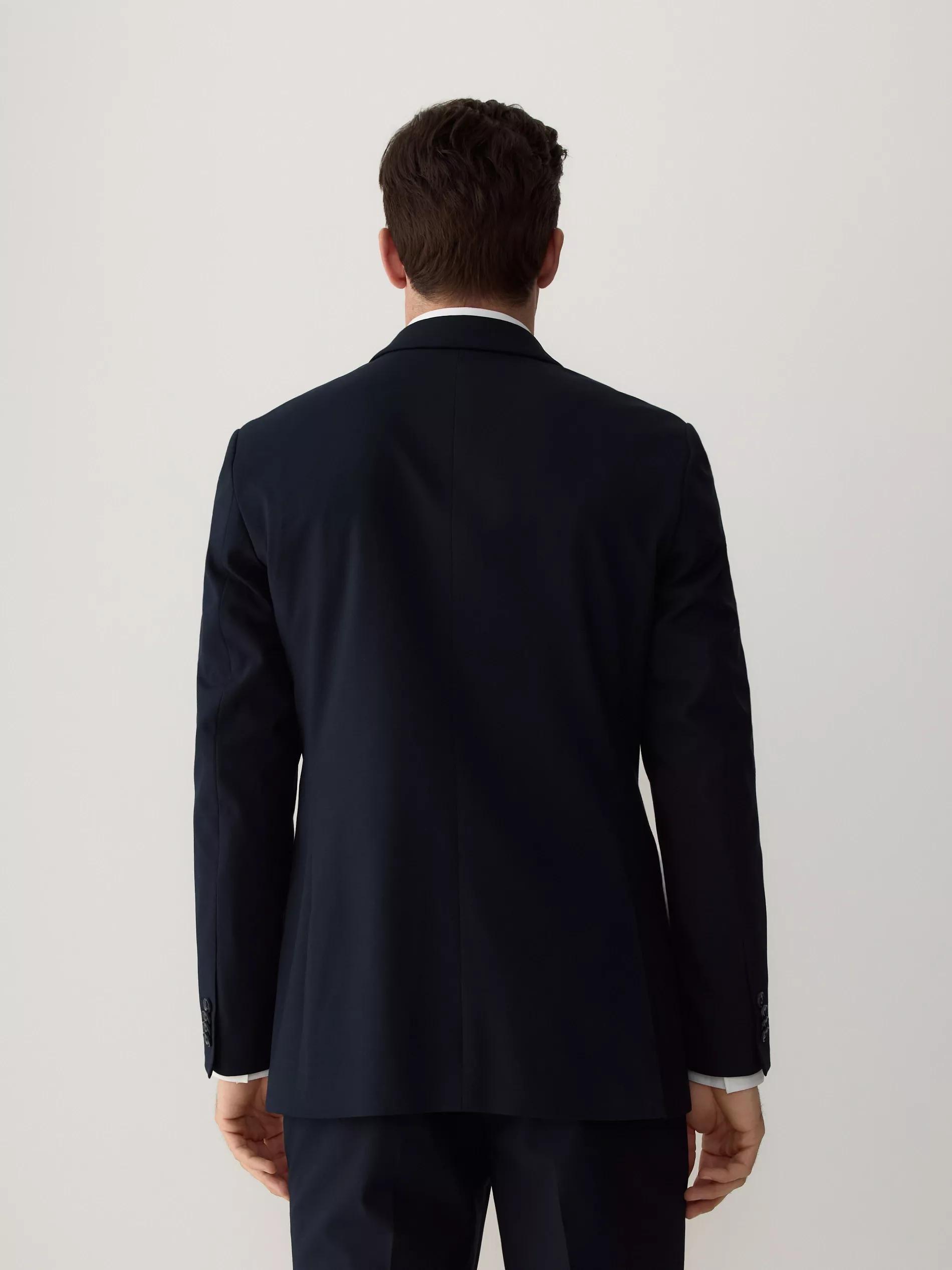 Navy Slim Fit Jacket With Viscose Addition, , large image number 4
