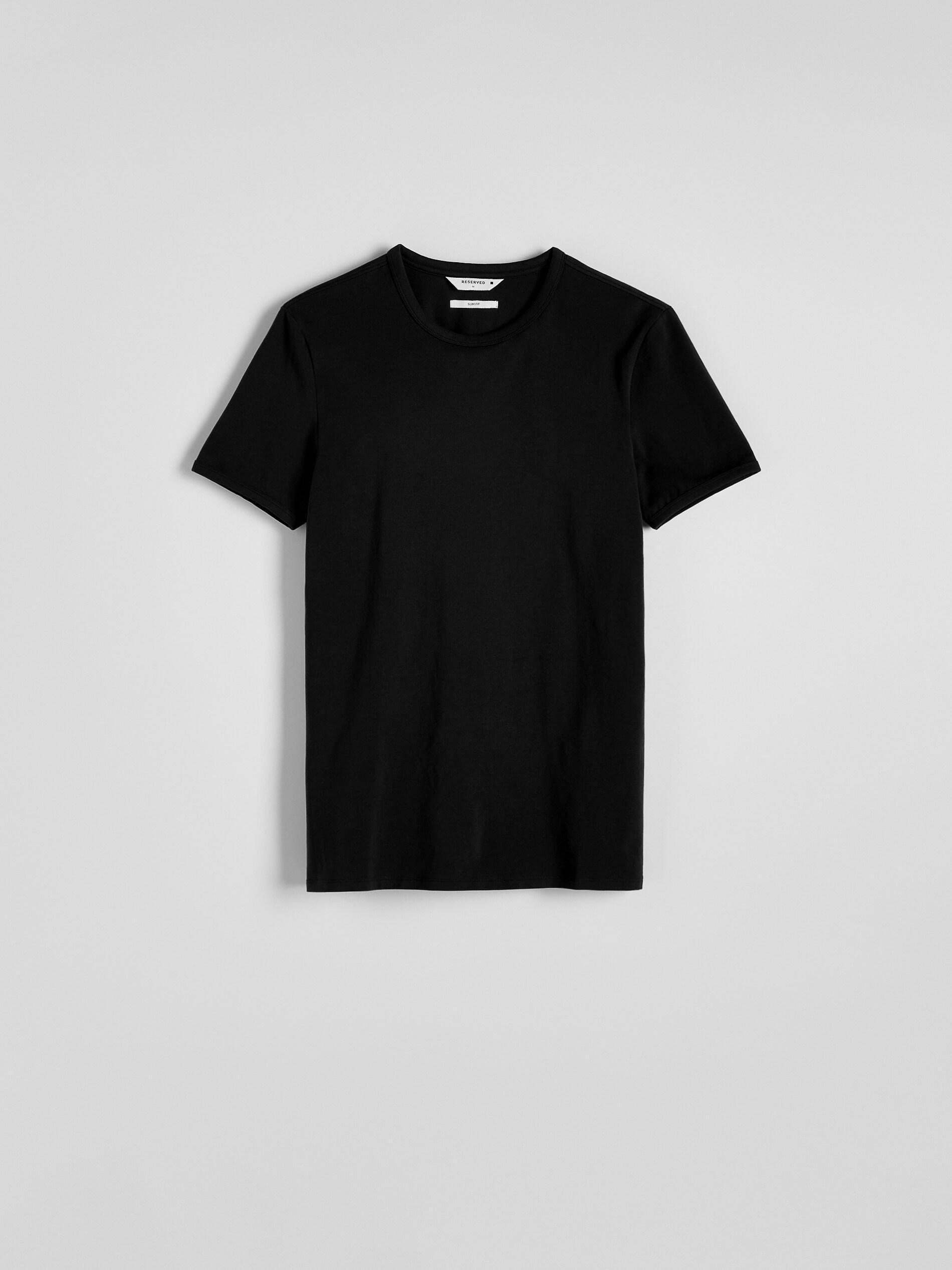 Black Slim Fit Cotton T-Shirt, Black, large image number 0
